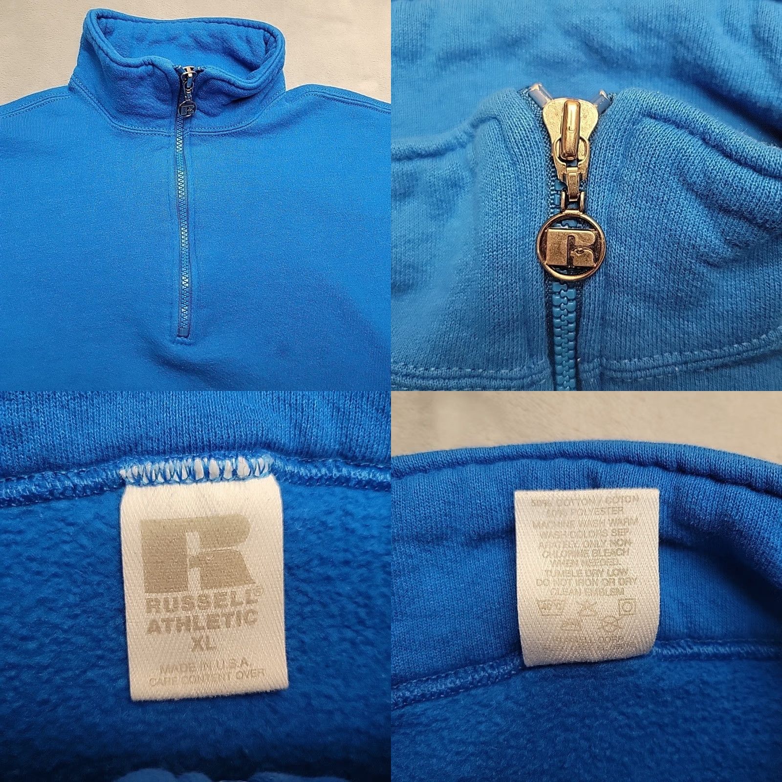 Russell Athletic VTG Russell Sweatshirt Mens XL Blue 1/4 Zip Cropped Made in USA Y2K Russell Athletic Sweatshirt MTG 90s USA American Mens XL Blue Size US XL / EU 56 / 4 - 8 Thumbnail