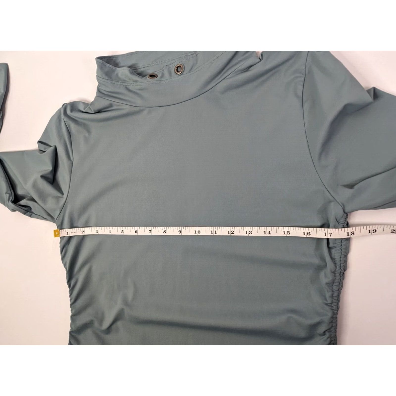 Vintage Title Nine Slate Blue Super Soft Funnel Neck Cinch Side Pull Over Top L Size L / US 10 / IT 46 - 7 Thumbnail