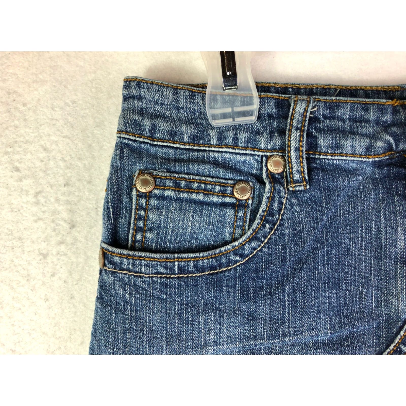 Vintage SO Jeans Blue Jean Skirt Womens Size 5 Midi Denim Cotton Zip Flat Front Regular Waist 29" Vintage: No Womens Size 27" / US 4 / IT 40 - 3 Thumbnail