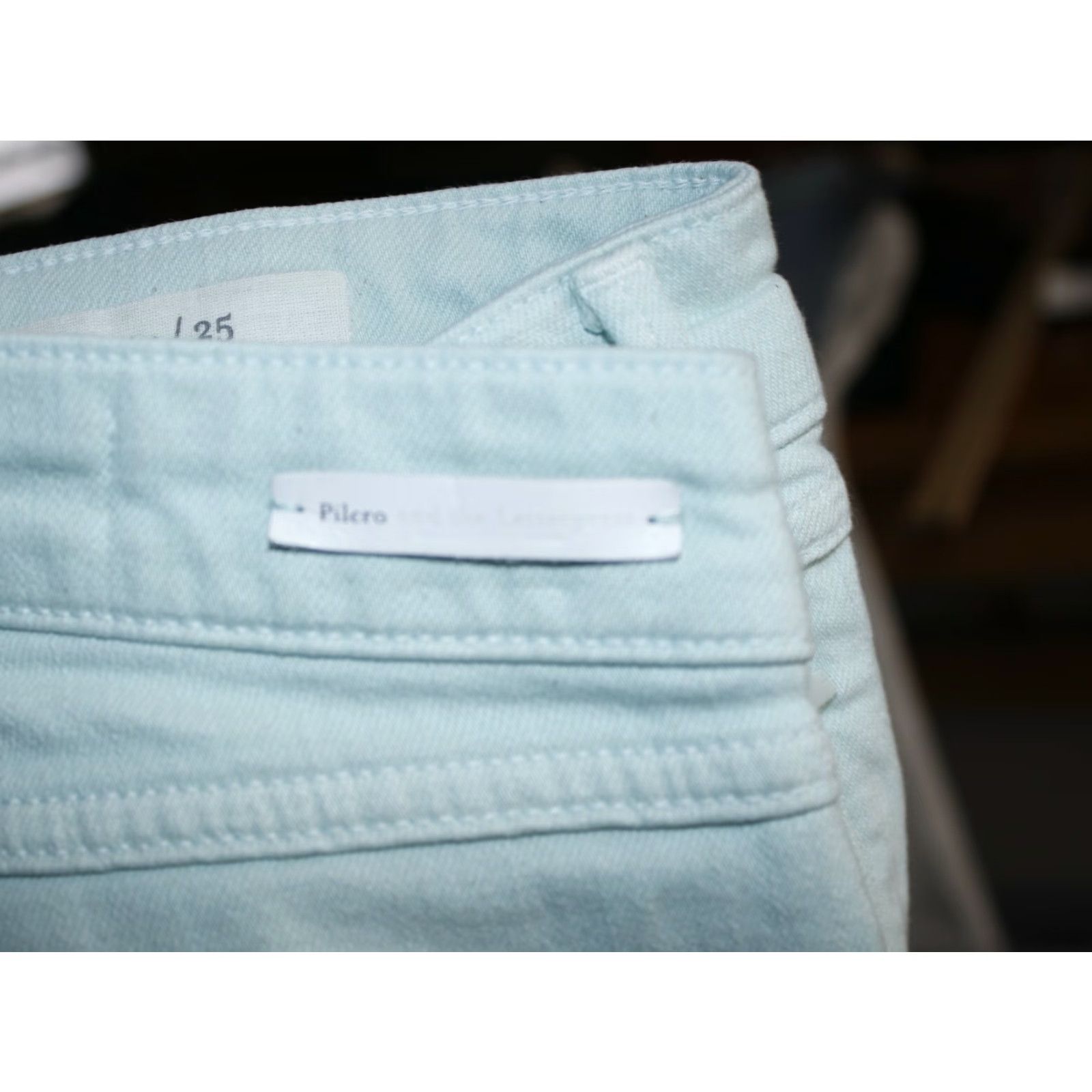 Vintage VINTAGE Pilcro & the Letterpress Script Jeans Women 25 Mint Green Raw Hem Skinny Ankle High Rise 25 Womens jeans Size ONE SIZE - 7 Thumbnail