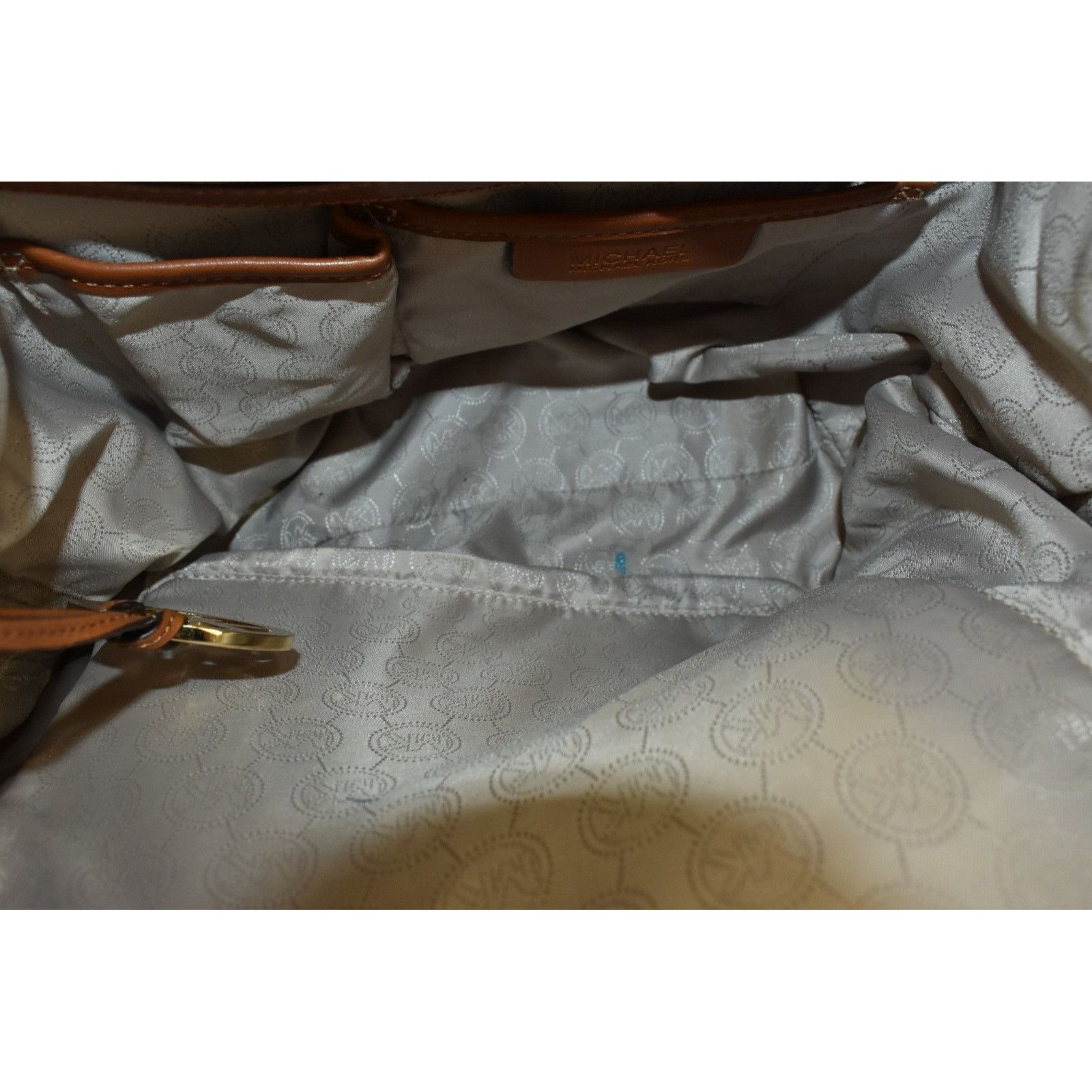 Michael Kors Michael Michael Kors Monogram Drawstrings Backpack Beige/Bro Size ONE SIZE - 10 Thumbnail