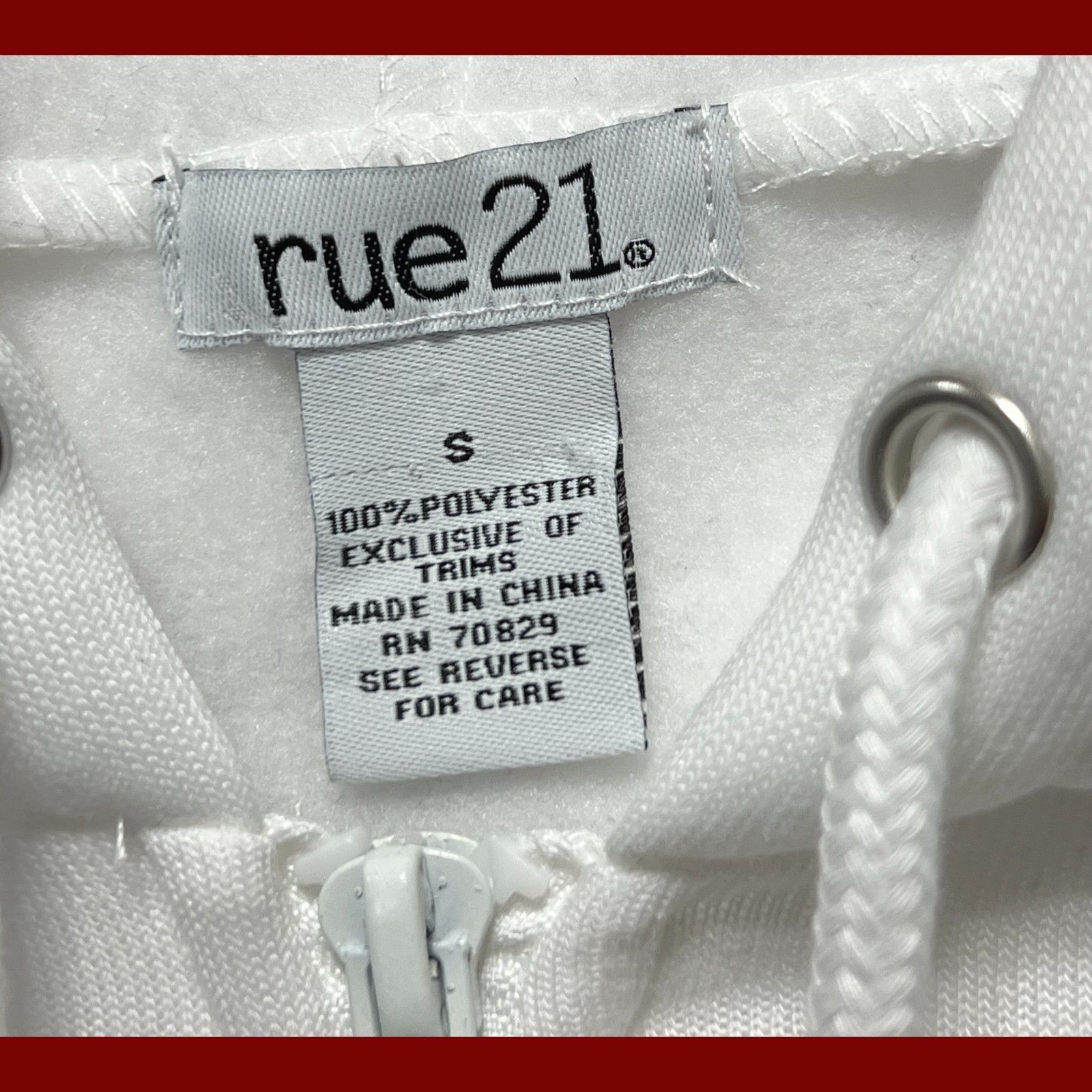 rue21 Rue 21 - Women's Long Sleeve Hooded Sweat Shirt - White - Sm Size S / US 4 / IT 40 - 8 Thumbnail