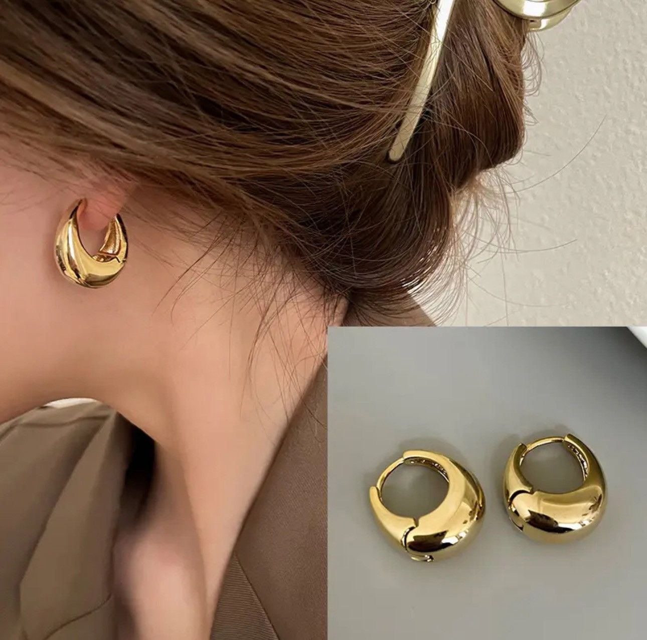 Other Geometric Circle Aesthetic Silver Gold Earrings Unisex Size ONE SIZE - 1 Thumbnail