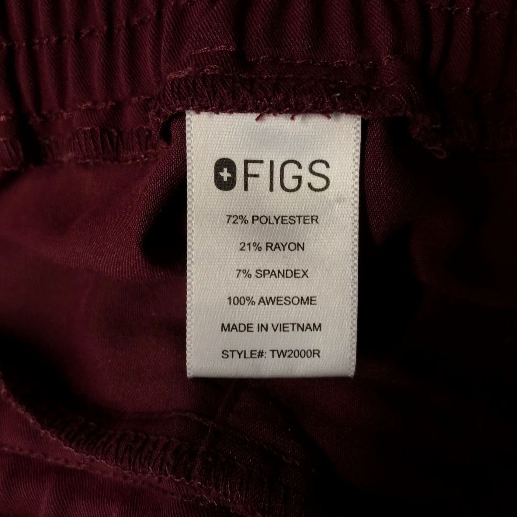 Vintage FIGS Technical Collection Scrub Pants Women's XL Burgundy Style TW2000R Size 40" / US 18 - 7 Thumbnail