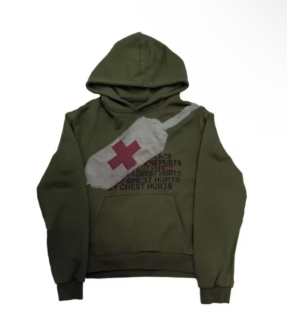 Other High Street Retro Punk Niche Crossbody Design Green Hoodie Size US XL / EU 56 / 4 - 1 Thumbnail