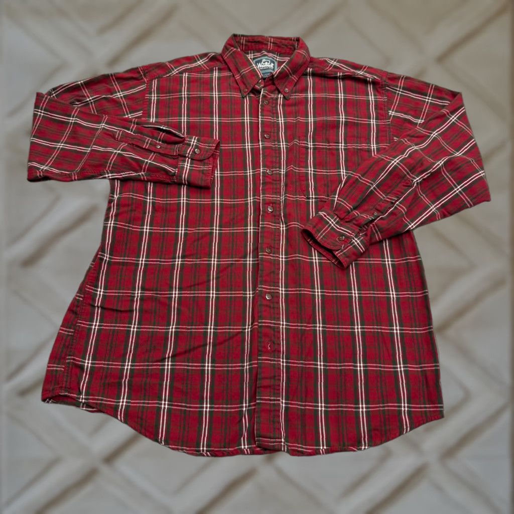 Vintage Vintage Woolrich Flannel Shirt Men Large Red Green Plaid 90s Casual Outdoor Heritage Workwear Size US L / EU 52-54 / 3 - 1 Thumbnail