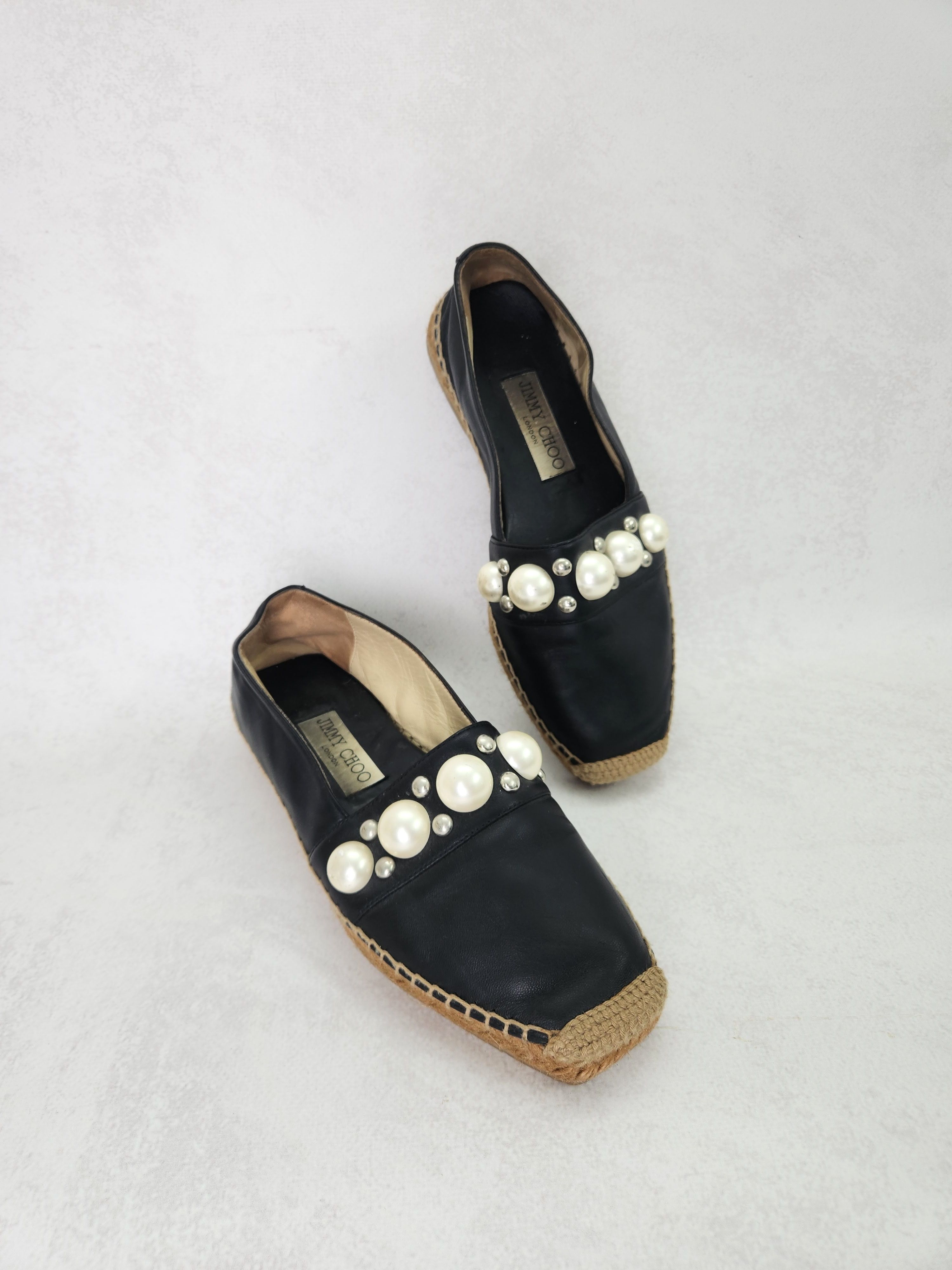 Jimmy Choo Jimmy Choo black leather espadrilles flats shoes Size US 5.5 / IT 35.5 - 2 Thumbnail
