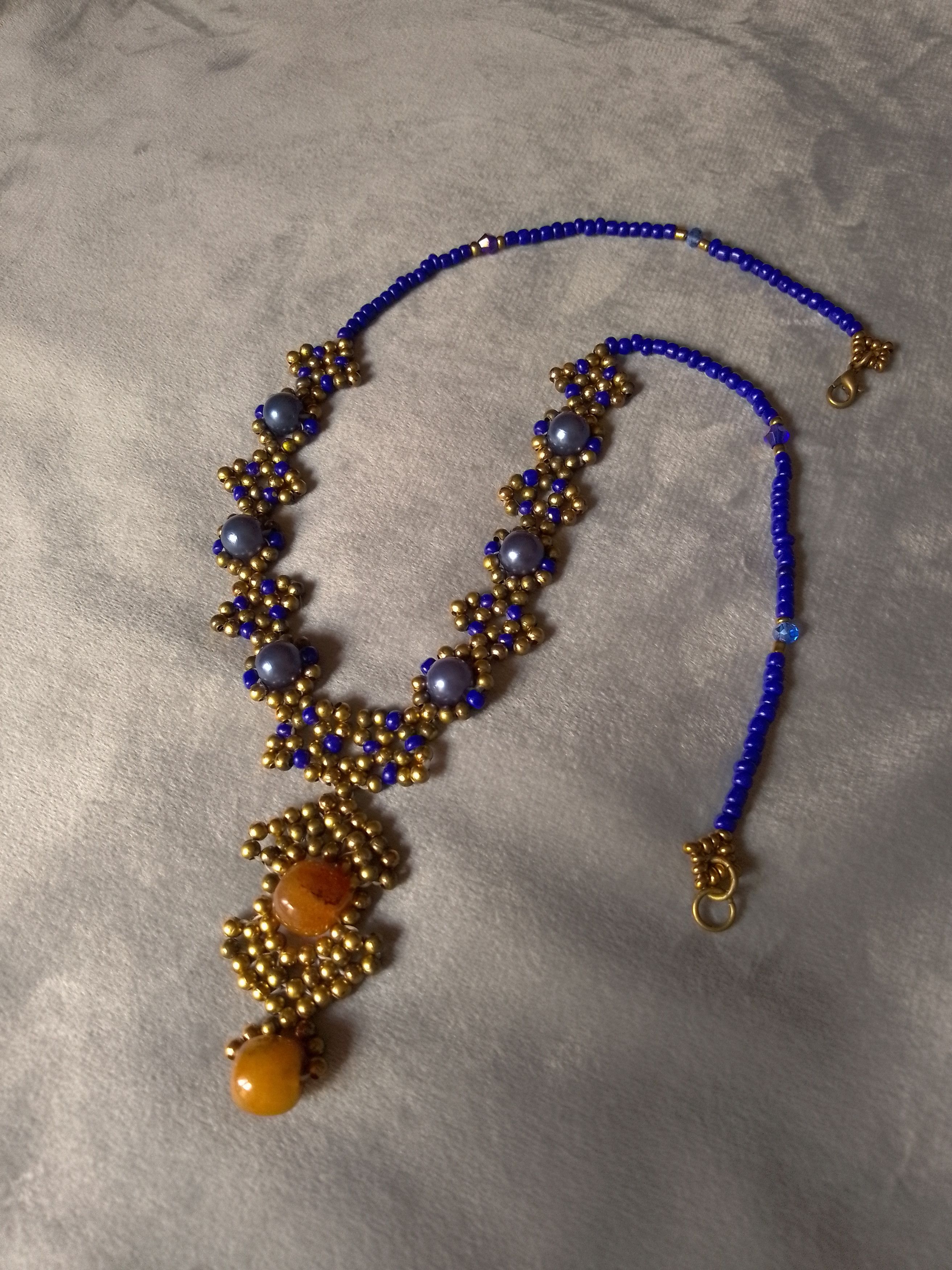 Handmade Vintage necklace Pendant with natural jade gemstones Size ONE SIZE - 1 Thumbnail