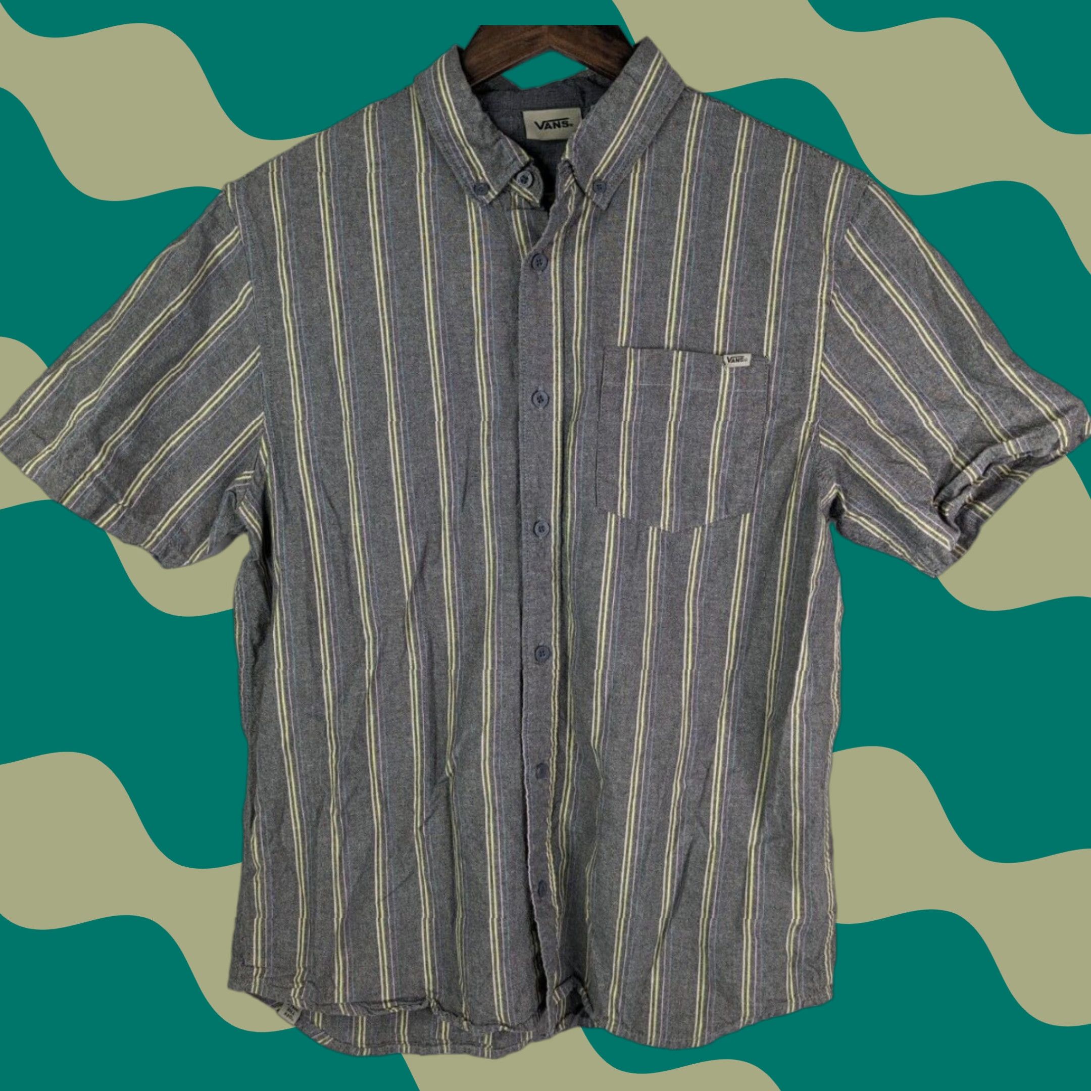 Vans Vans Shirt Men M Gray Striped Button-Down Short Sleeve Collared Shirt Size US M / EU 48-50 / 2 - 1 Thumbnail