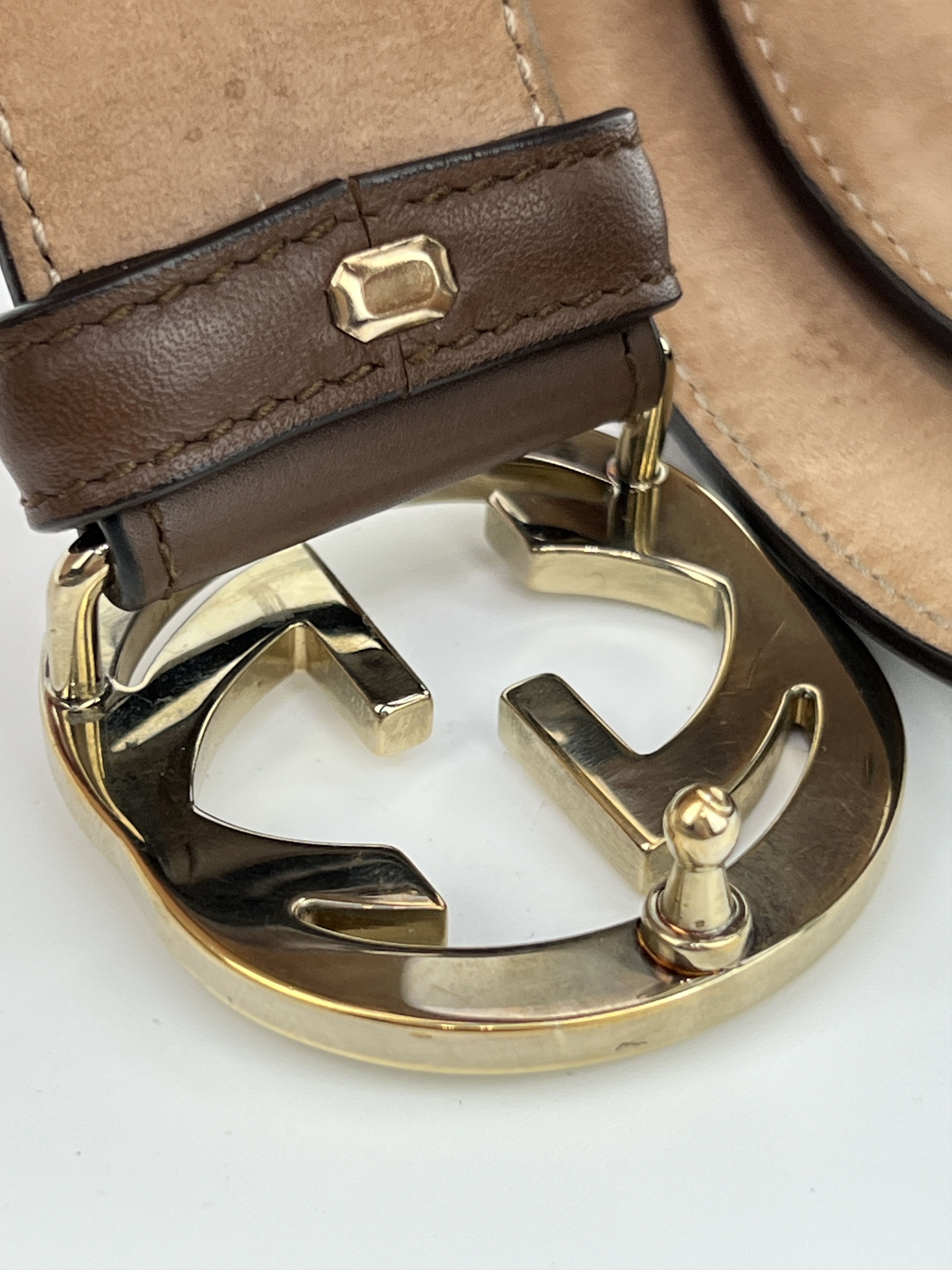 Gucci Gucci GG Logo Buckle Brown Leather Belt Size ONE SIZE - 7 Thumbnail