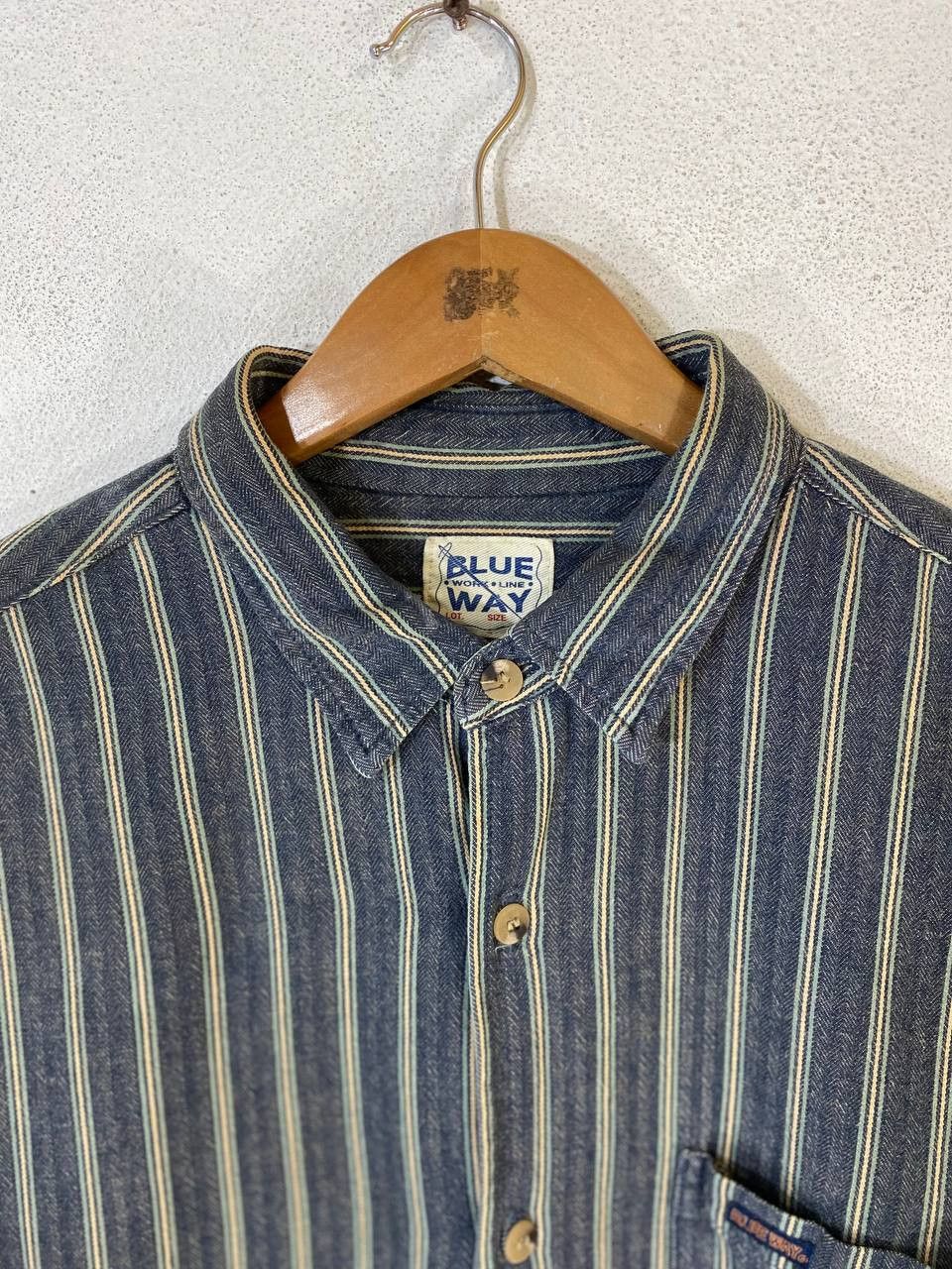 Japanese Brand vintage blue way hickory stripe shirt nice design Size US L / EU 52-54 / 3 - 2 Thumbnail