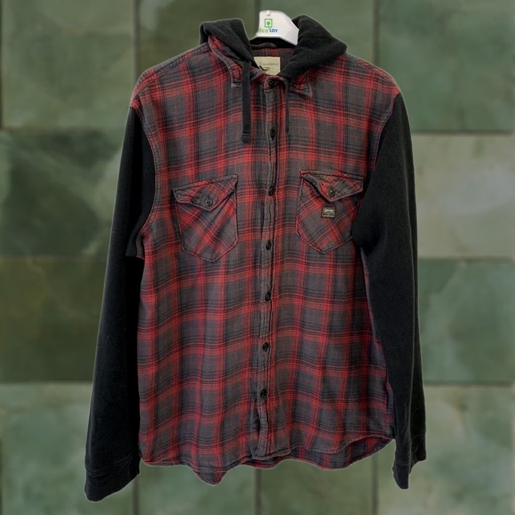 Ralph Lauren Ralph Lauren Denim & Supply Plaid Hooded Flannel Shirt Jacket Black Red L Men’s Long Sleeve Button-Up Hoodie Capable of Layering Size US L / EU 52-54 / 3 - 1 Thumbnail