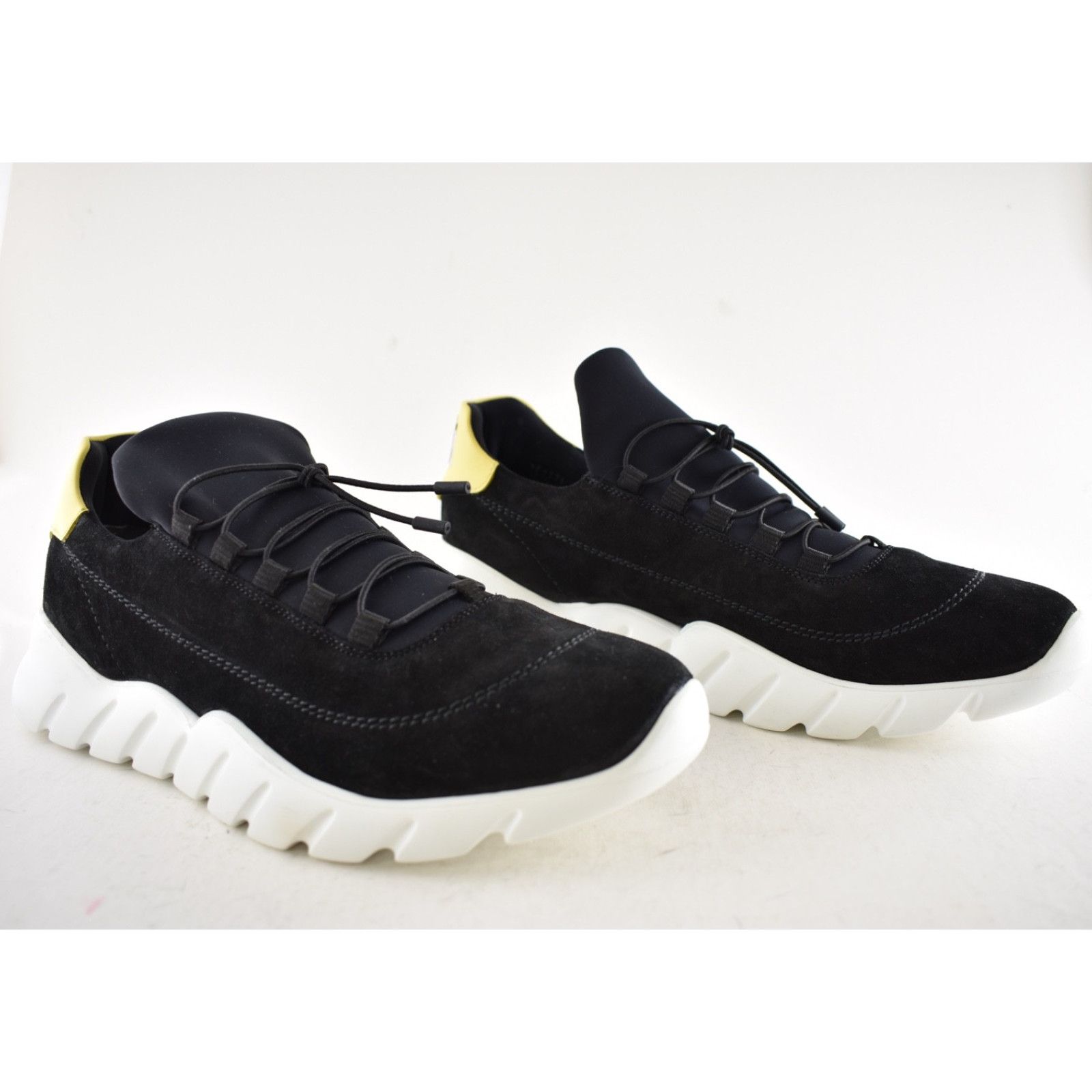 Fendi Fendi Mens Black Yellow Logo Suede Runner Sneaker US 10.5 Size US 10.5 / EU 43-44 - 3 Thumbnail