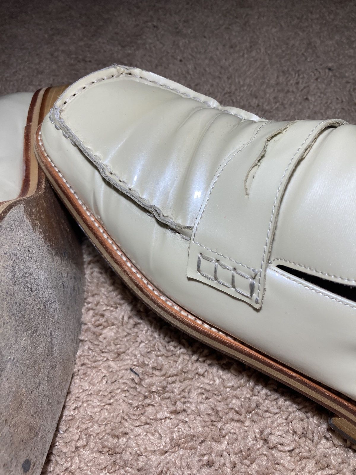 AW20 Martine Rose Patent Leather Cream Penny Loafer 44 2020