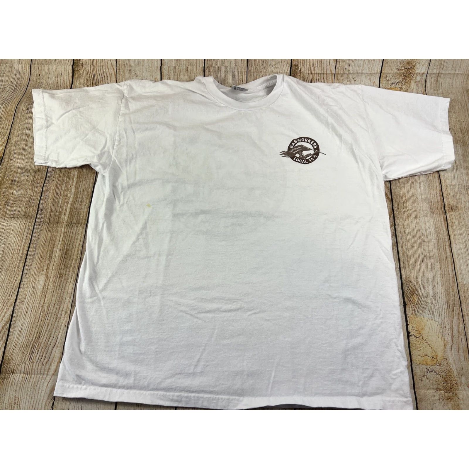 GAS VINTAGE Fighting For Local 11-6 Gas Union Workers White T Shirt Bayside USA 3XL Mens Size US XXL / EU 58 / 5 - 2 Thumbnail