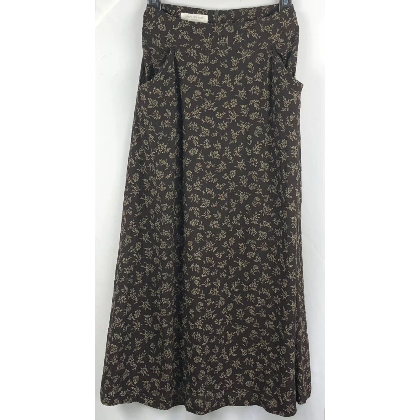 Jones New York VINTAGE Jones New York A-Line Midi Skirt 4P Brown Floral Bohemian Retro Workwear Womens Size 27" / US 4 / IT 40 - 4 Thumbnail