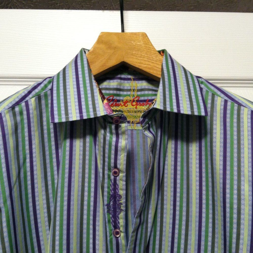 Robert Graham ROBERT GRAHAM MENS NEW MULTICOLOR 100%COTTON CASUAL SHIRT L Size US L / EU 52-54 / 3 - 3 Thumbnail