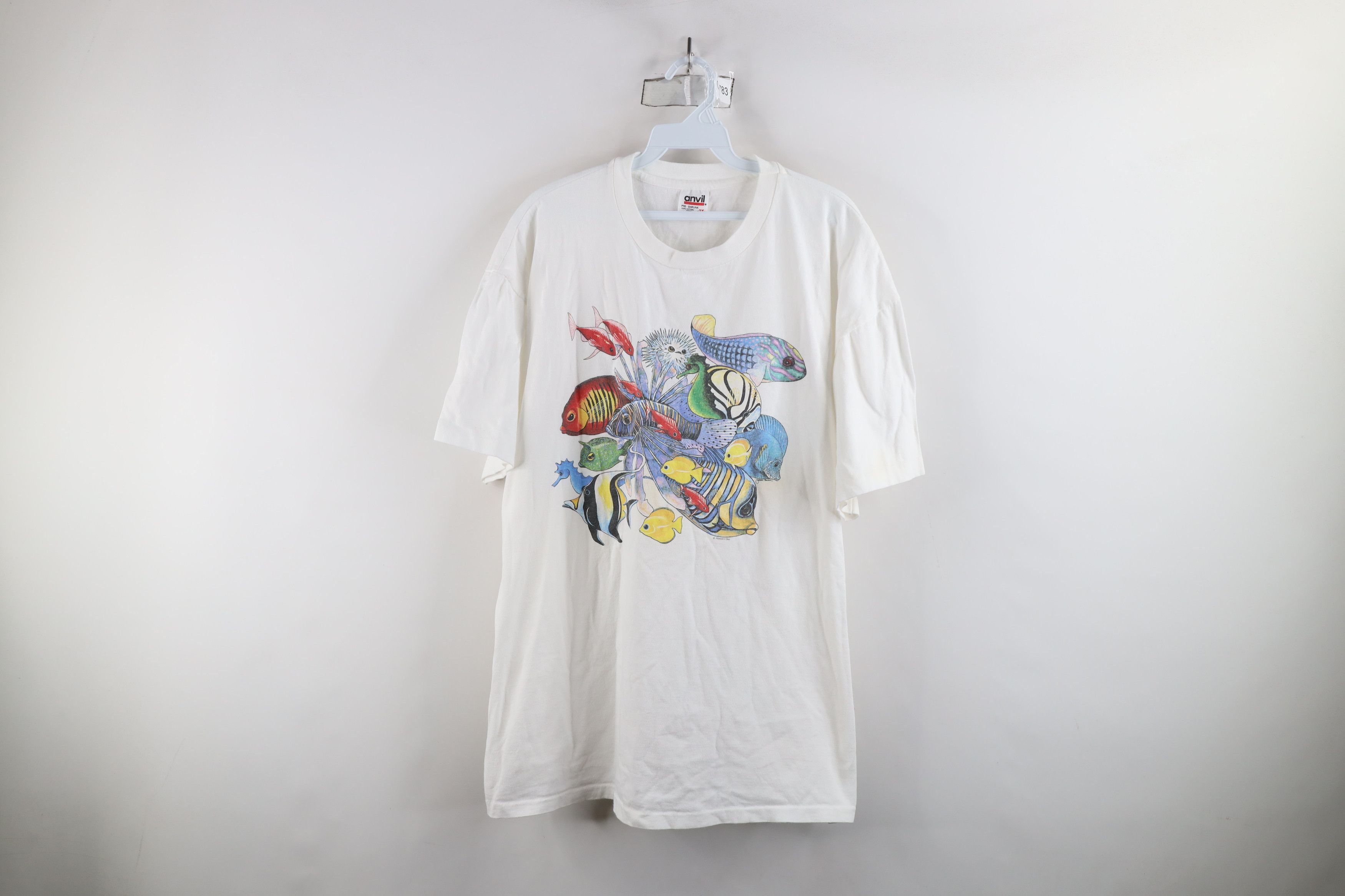 Vintage Vintage 90s Streetwear Day Fish Short Sleeve T-Shirt USA Size US XXL / EU 58 / 5 - 1 Thumbnail