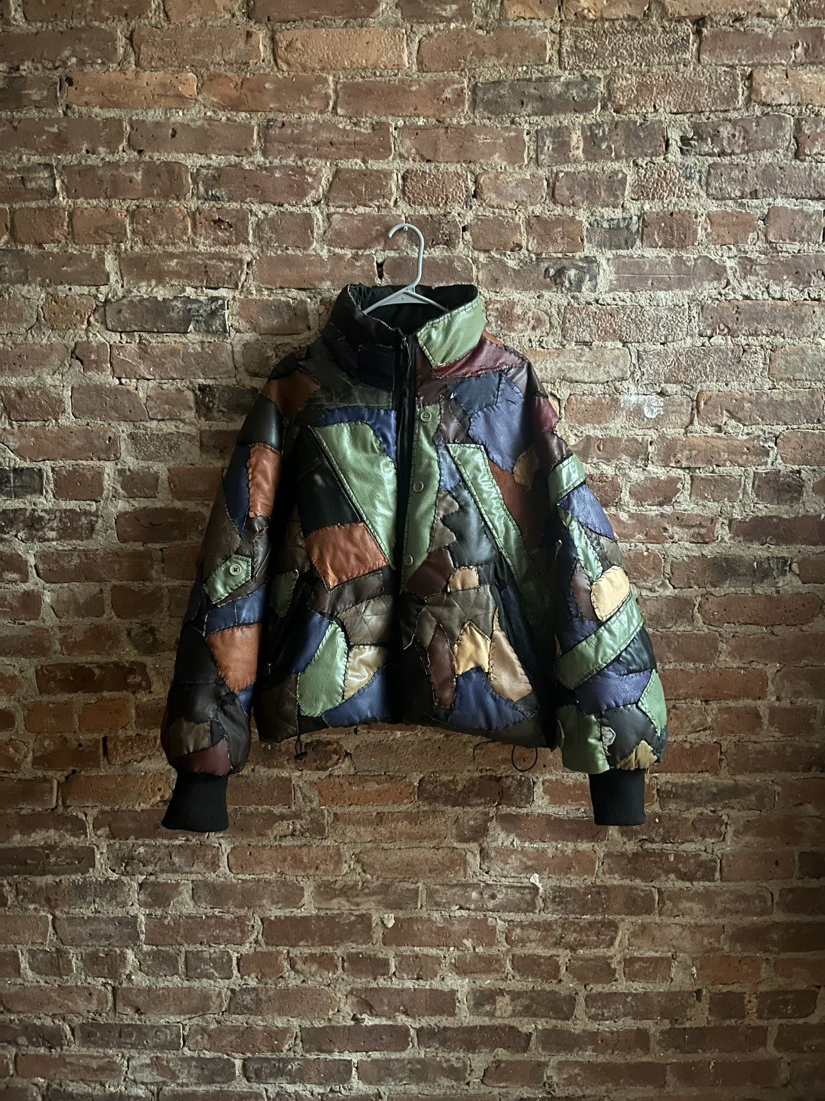 Other leather multi-color patchwork jacket made-to-order Size L / US 10 / IT 46 - 2 Thumbnail