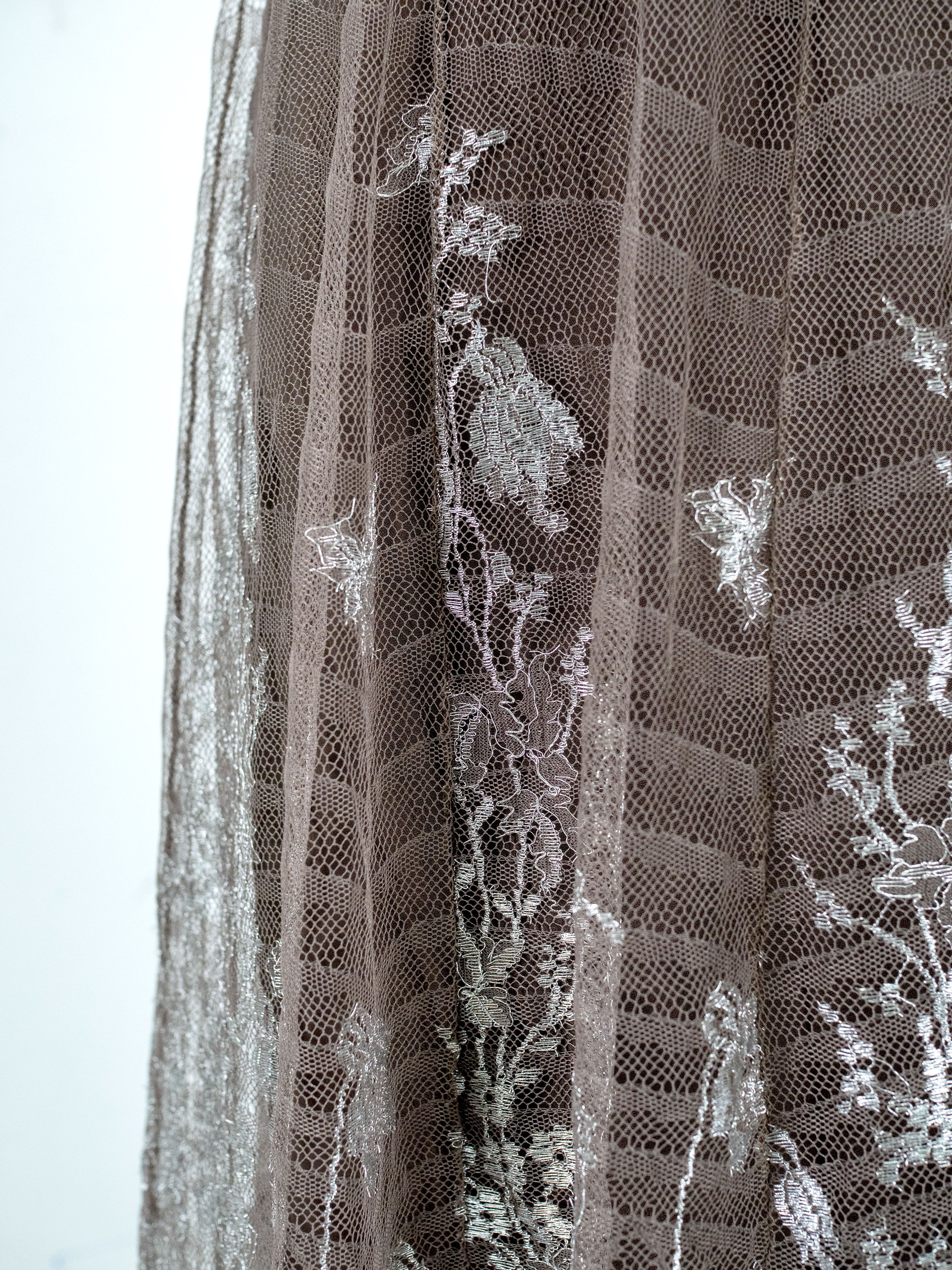Anna Molinari Anna Molinari Taupe Slip Dress In Silver Lace Size S / US 4 / IT 40 - 5 Thumbnail