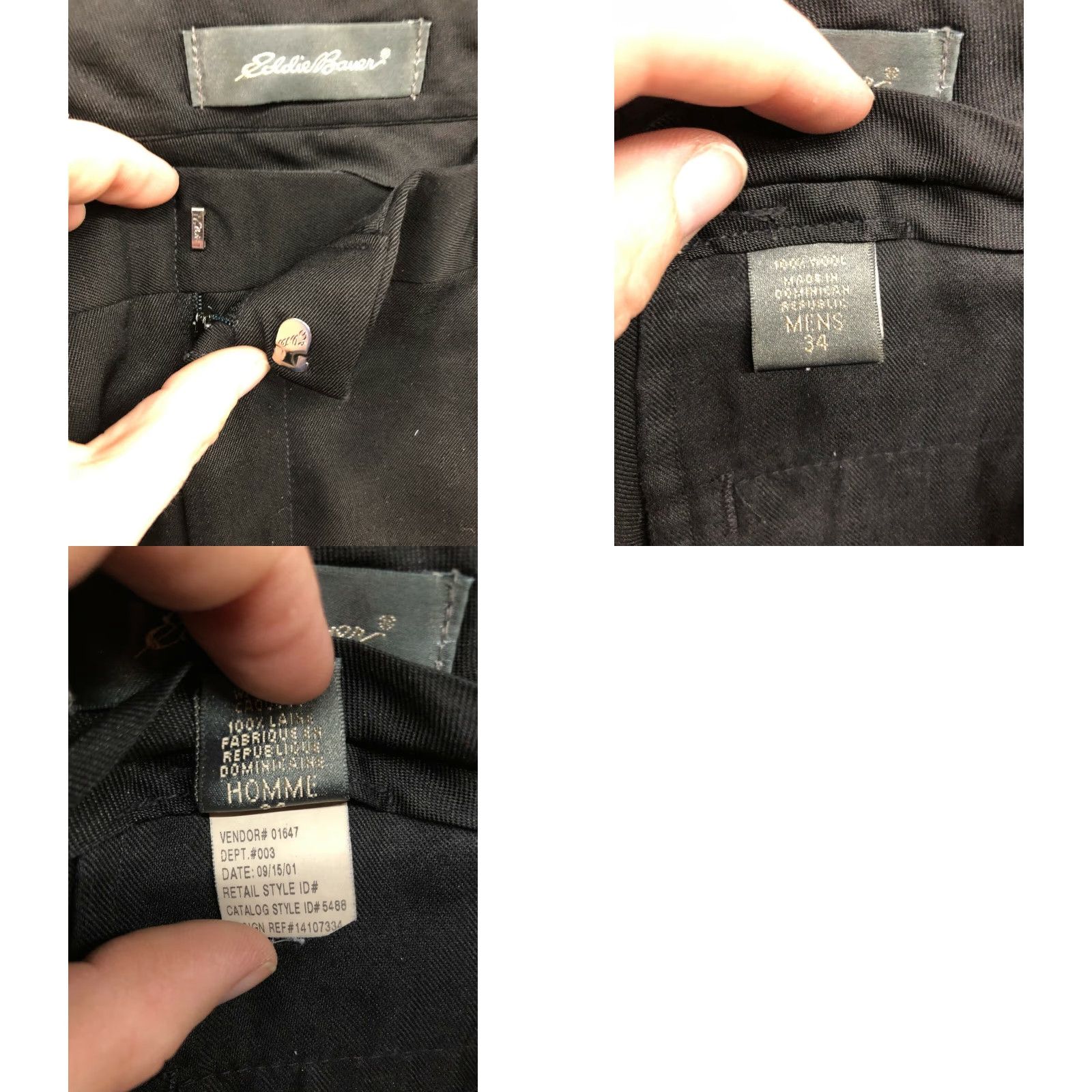 Eddie Bauer Eddie Bauer Mens Black Slack Pants 34x30 Mid Rise Straight Dress Pants Flat Front Regular Denim Cotton Solid Black Mens 34x30 Size US 34 / EU 50 - 8 Thumbnail