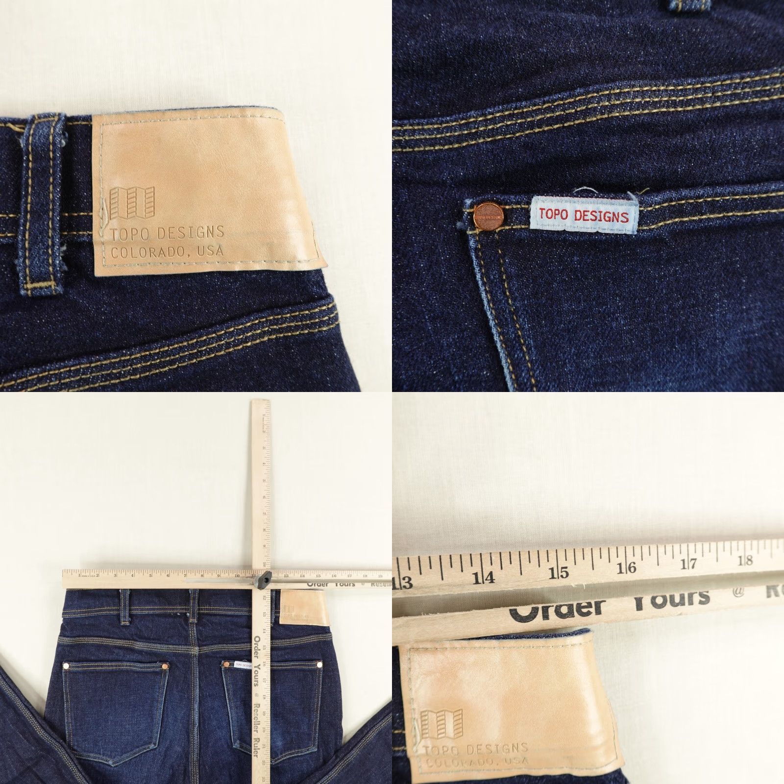 Topo Designs VINTAGE Topo Designs Jeans Mens Regular Fit 32 Blue Denim Straight Leg Slim Stretch Dark Size US 31 - 8 Thumbnail