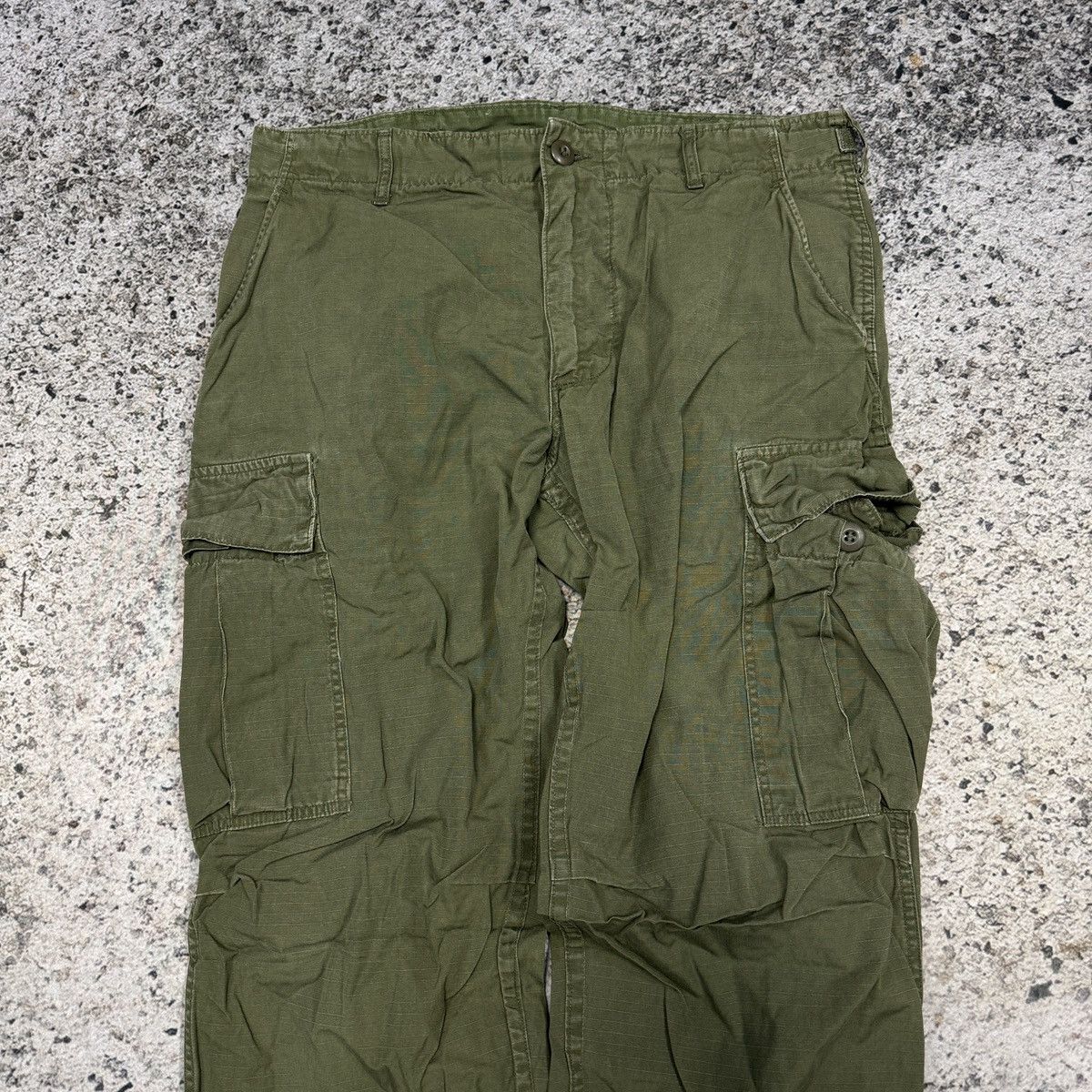 Vintage 80s Faded Green US Army Fatigue Cargo Pants Size US 33 - 3 Thumbnail