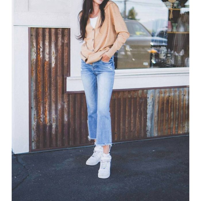 Vervet by Flying Monkey High Rise Frayed Hem Straight Jeans