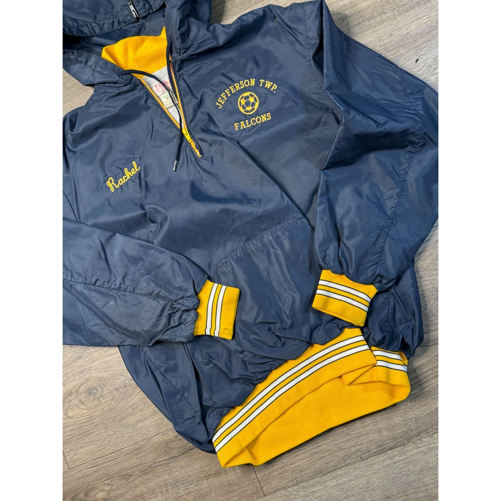 Vintage Vintage O'Shea Blue Jefferson Falcons Hooded Windbreaker Size US XL / EU 56 / 4 - 4 Thumbnail