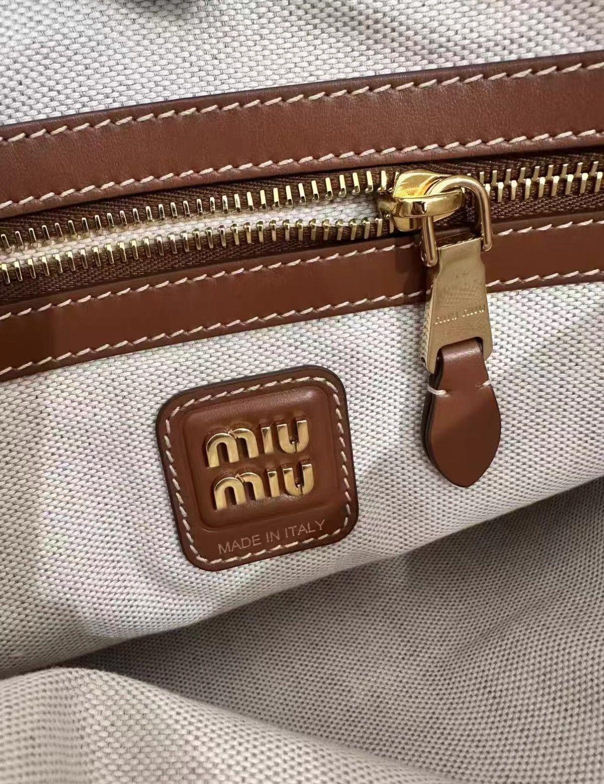 Miu Miu Miu Miu Ivy Tote, navy striped canvas J38 Size ONE SIZE - 9 Thumbnail