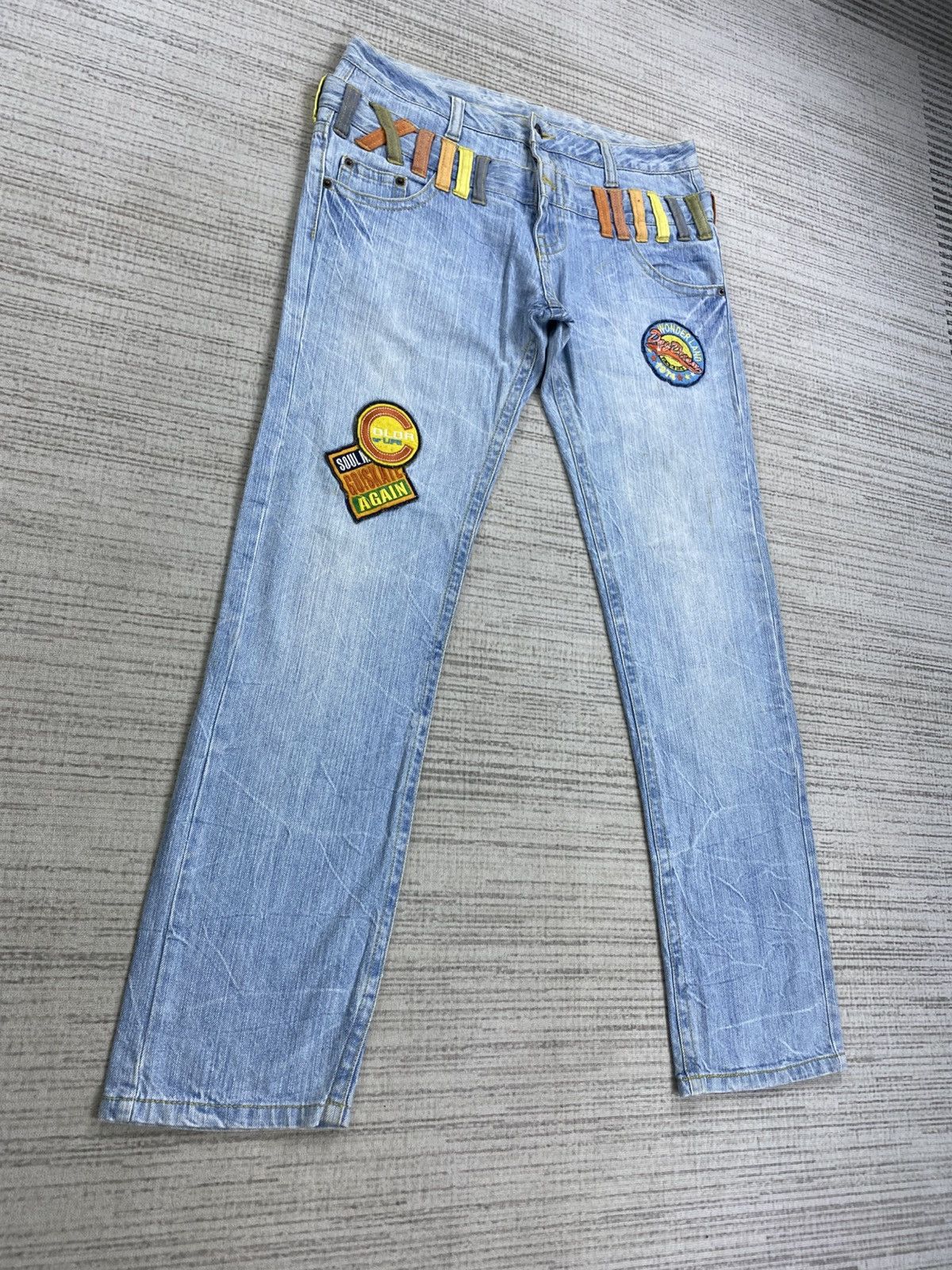 Japanese Brand Vintage Wonderland Double Waist Patchwork Denim Pants Size US 32 / EU 48 - 3 Thumbnail