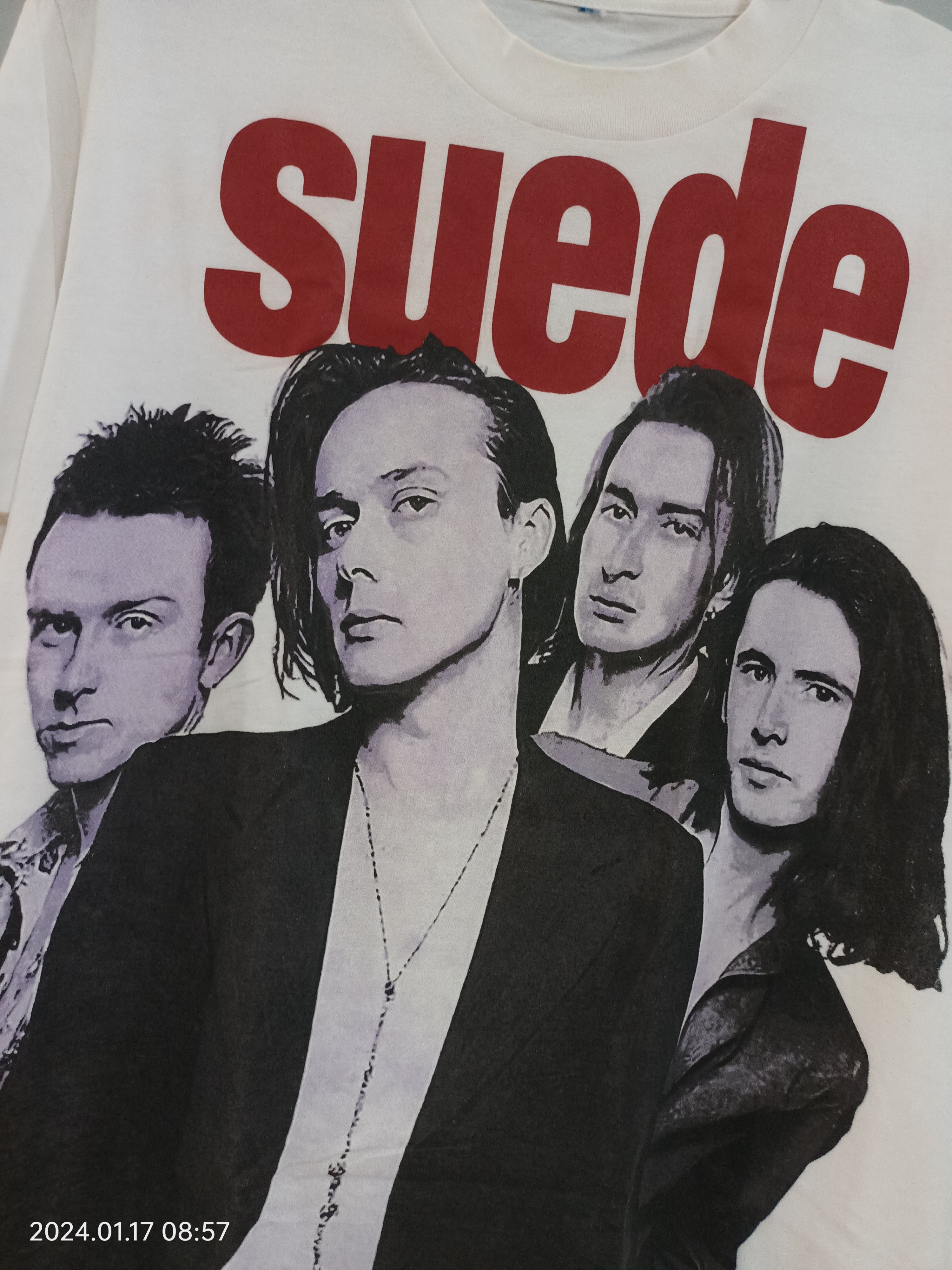 Band Tees × Vintage Rare Design Rock Band Suede T-shirt 2000s 