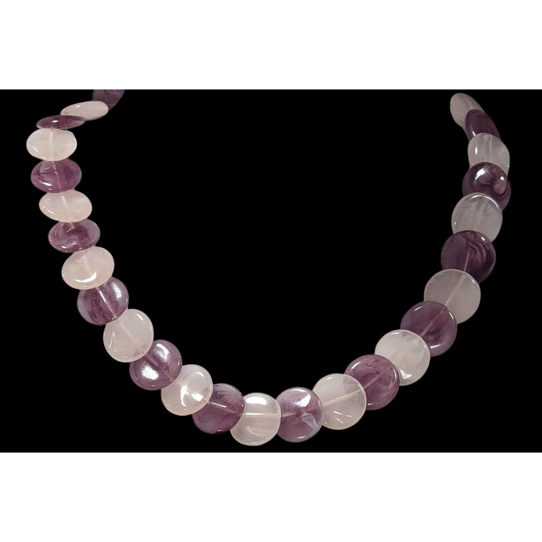 Other White And Purple Marbled Plastic Disc Beaded Necklace Size ONE SIZE - 2 Thumbnail