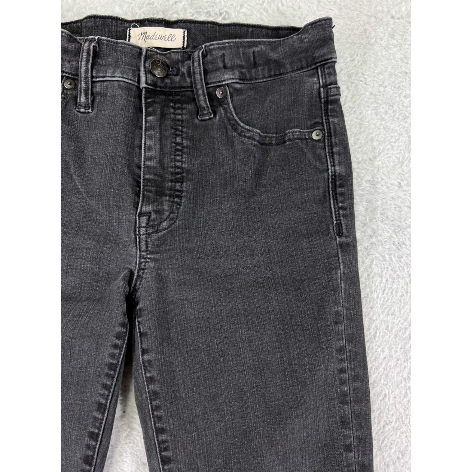 Madewell Madewell Jeans Denim High Rise Skinny Black 26 Womens Distressed 5-Pocket Inseam 27 Cotton Blend Size 26" / US 2 / IT 38 - 7 Thumbnail