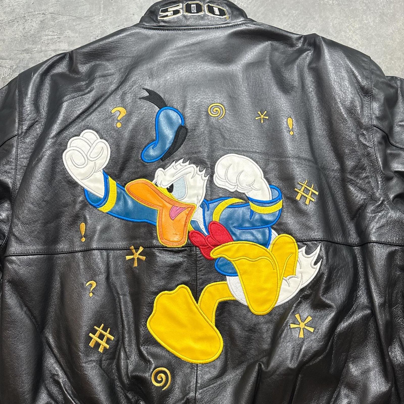 Disney × Vintage Vintage JH Design Donald Duck NASCAR Disney Leather Jacket Size US XL / EU 56 / 4 - 2 Thumbnail