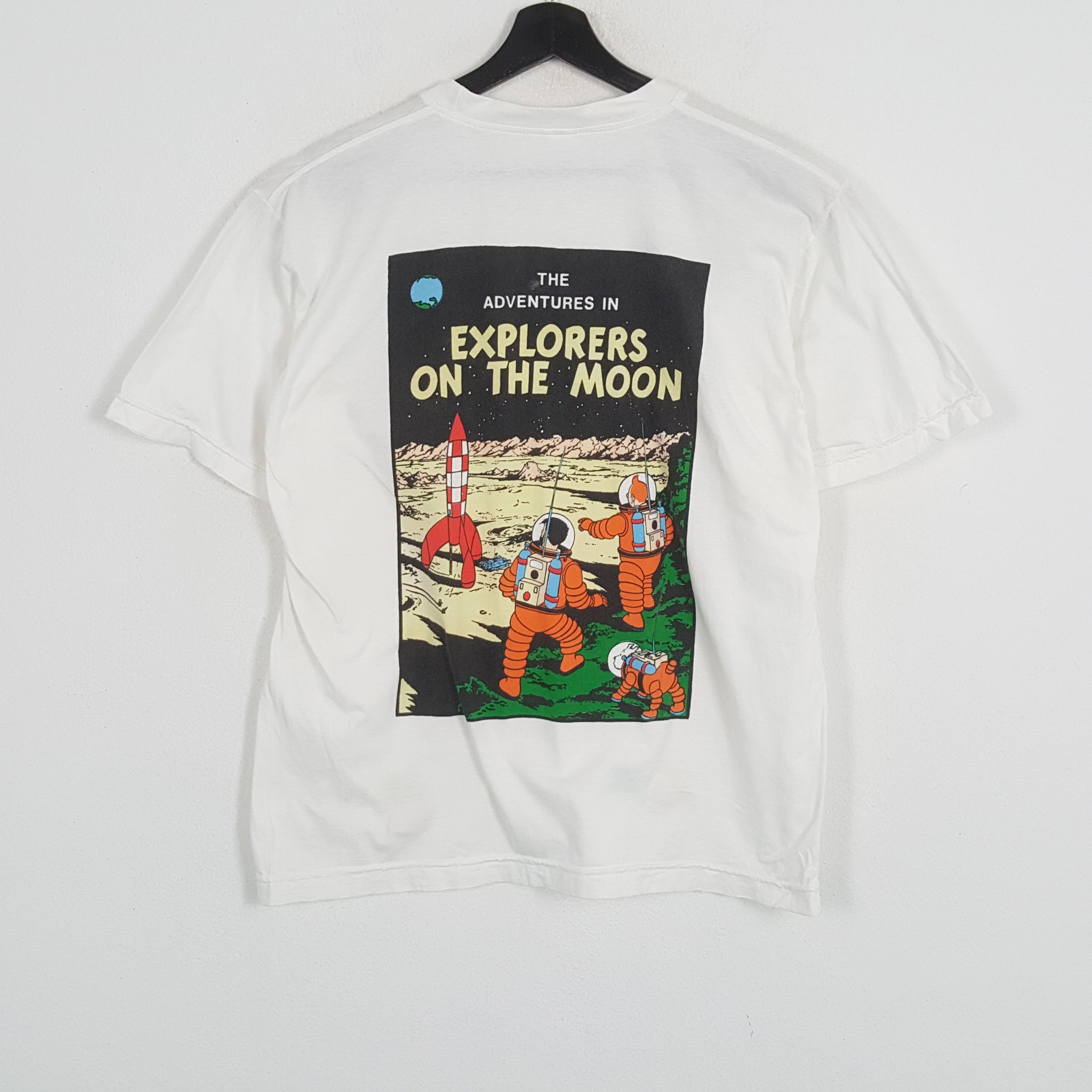 Vintage THE ADVENTURE OF TINTIN Cartoon Back Print Design Tshirt Size US L / EU 52-54 / 3 - 1 Thumbnail