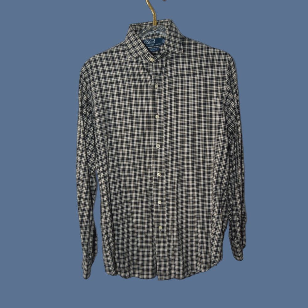 Polo Ralph Lauren VINTAGE Polo Ralph Lauren ESTATE SPORT Black Plaid Shirt M Cotton Polo Pony Button-Down Long Sleeve Mens Size US M / EU 48-50 / 2 - 1 Thumbnail