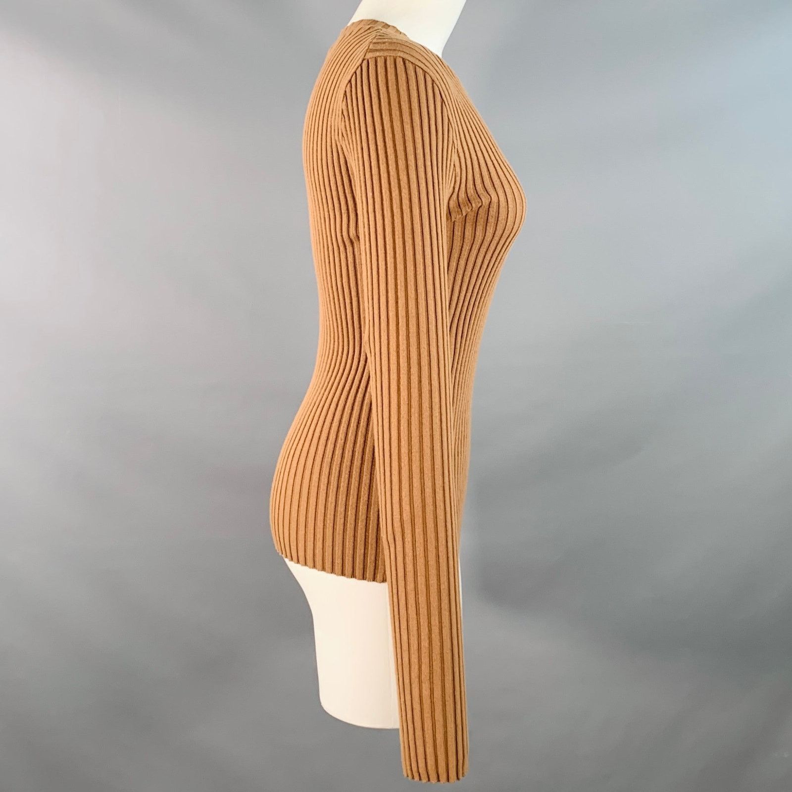 Anine Bing ANINE BING S Brown Tobacco Cotton Blend Rib Knit Pullover Size S / US 4 / IT 40 - 2 Thumbnail