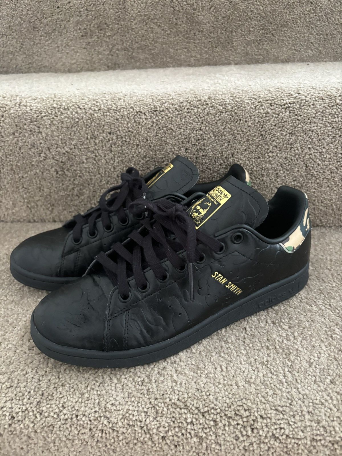 Adidas × Bape Bape Stan smith 30th anniversary black Size US 8.5 / EU 41-42 - 5 Thumbnail