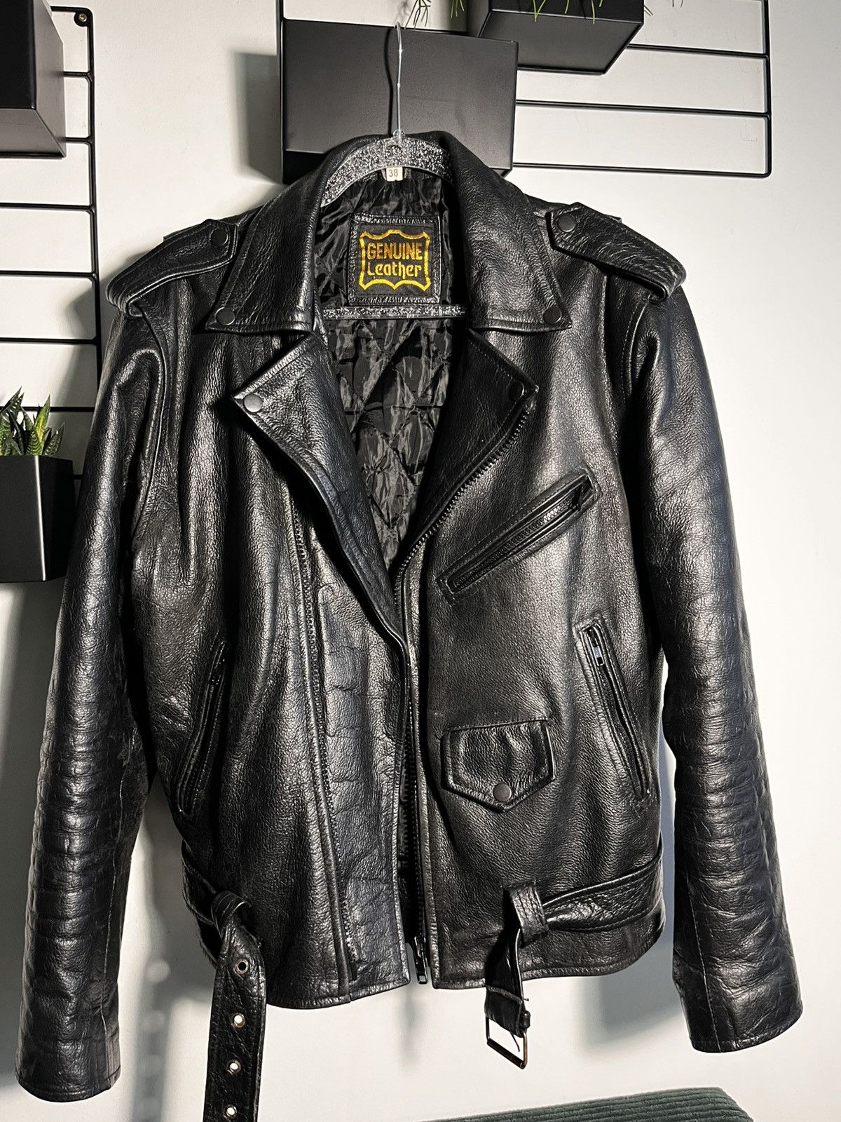 Genuine Leather Jacket real leather biker vintage retro motor trash cyber Size M / US 6-8 / IT 42-44 - 4 Thumbnail