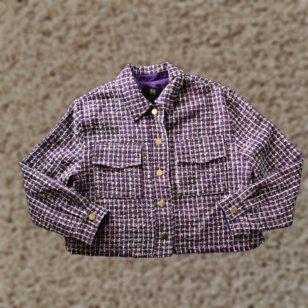 House of Harlow VINTAGE House Of Harlow Jacket Womens Size Medium Purple Tweed Capsule Career Academia Size M / US 6-8 / IT 42-44 - 1 Thumbnail