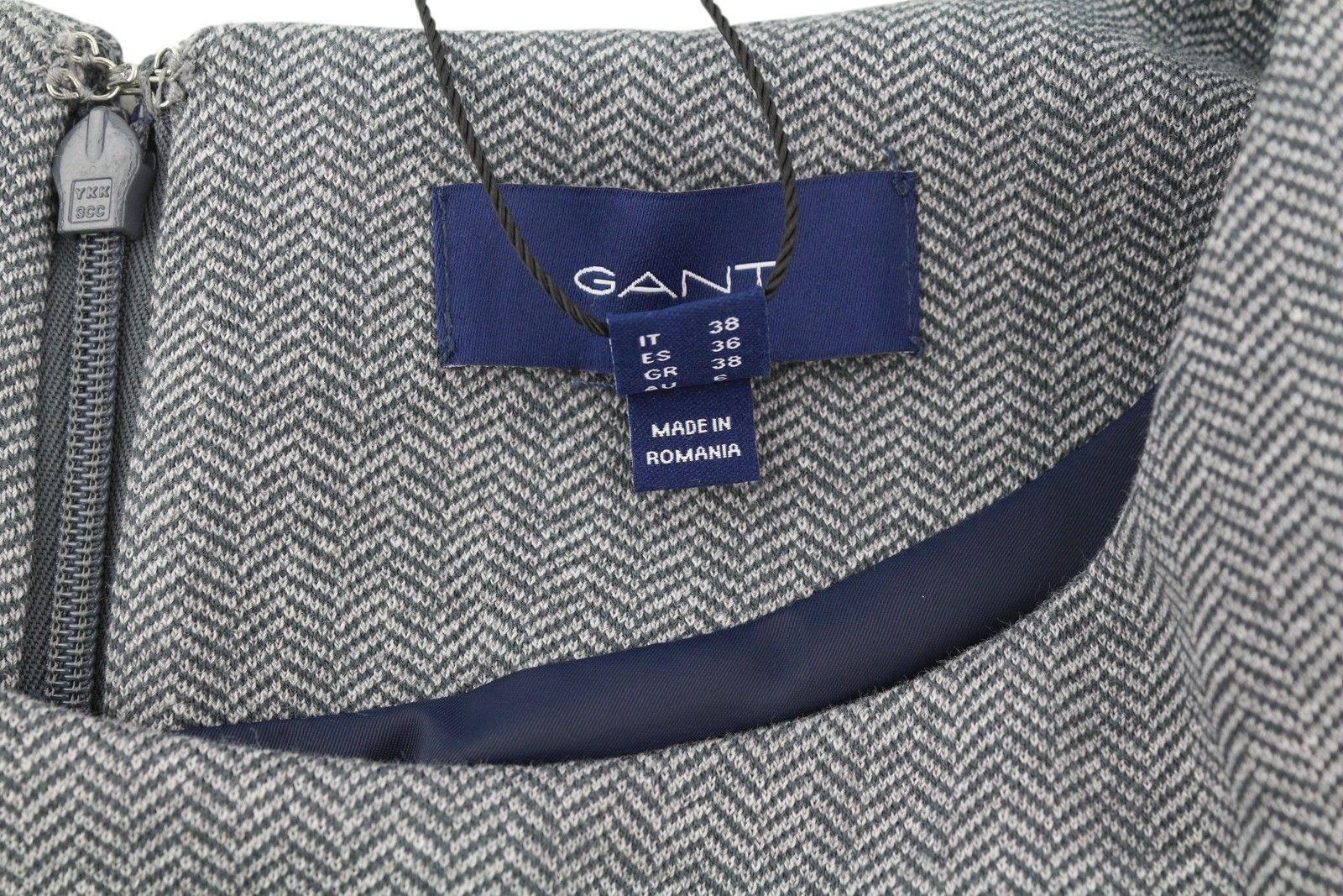 Gant HERRINGBONE JERSEY EU34 Grey Round Neck Dress 85196 Size XS / US 0-2 / IT 36-38 - 8 Thumbnail