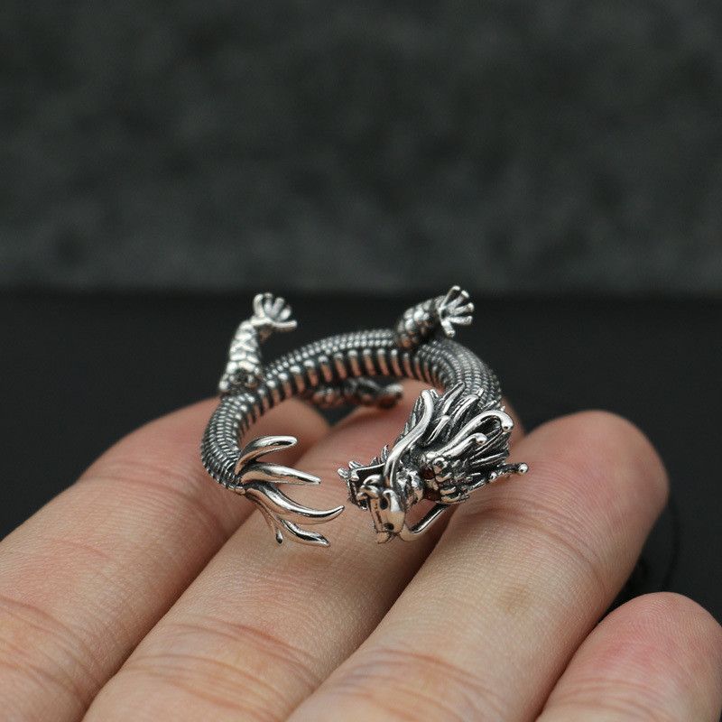 VIBE Retro Men's Open Dragon-Head Ring Size ONE SIZE - 2 Thumbnail