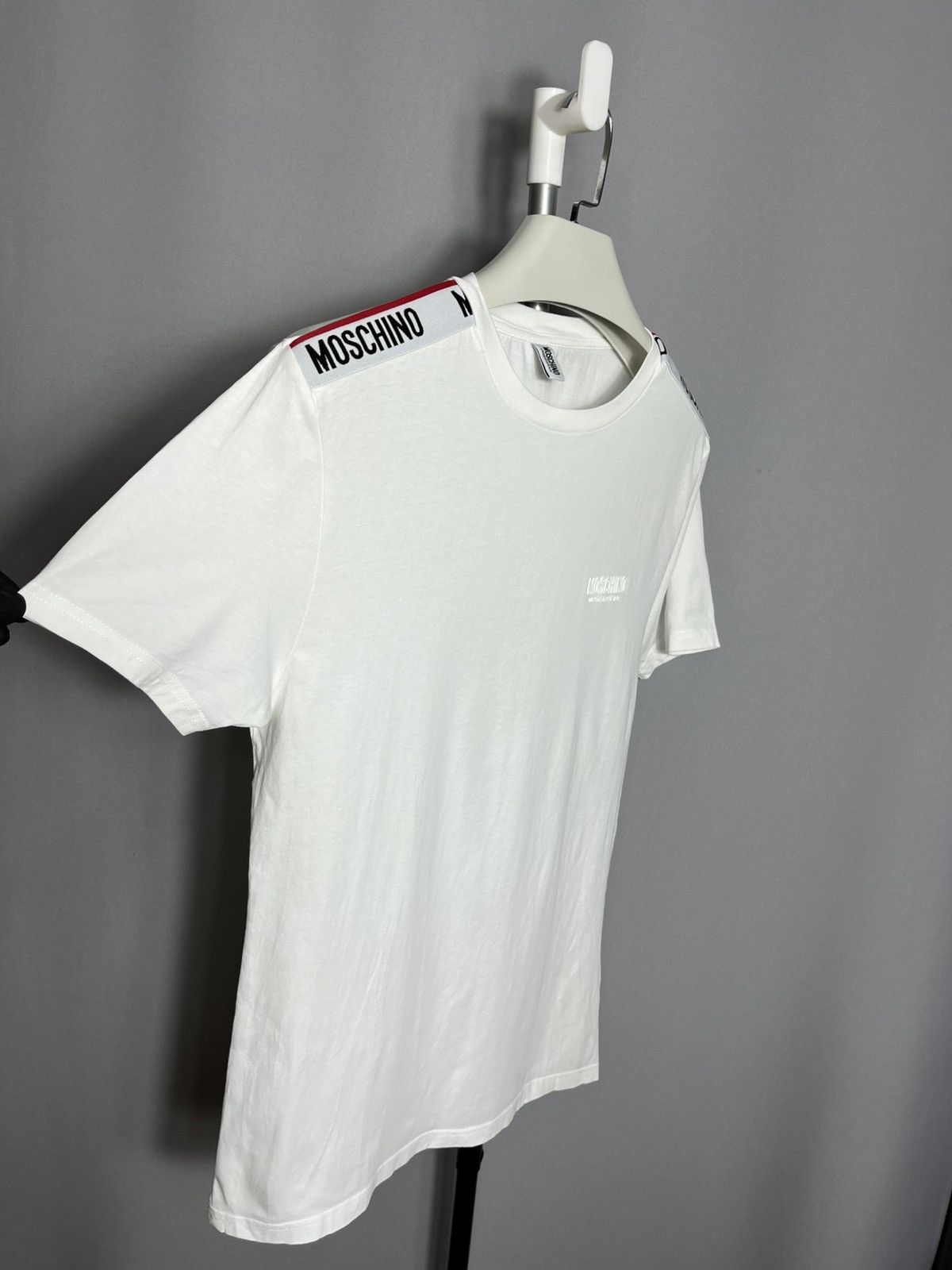 Moschino Moschino T-Shirt White Tape Logo cotton mens short sleeve Size US M / EU 48-50 / 2 - 3 Thumbnail