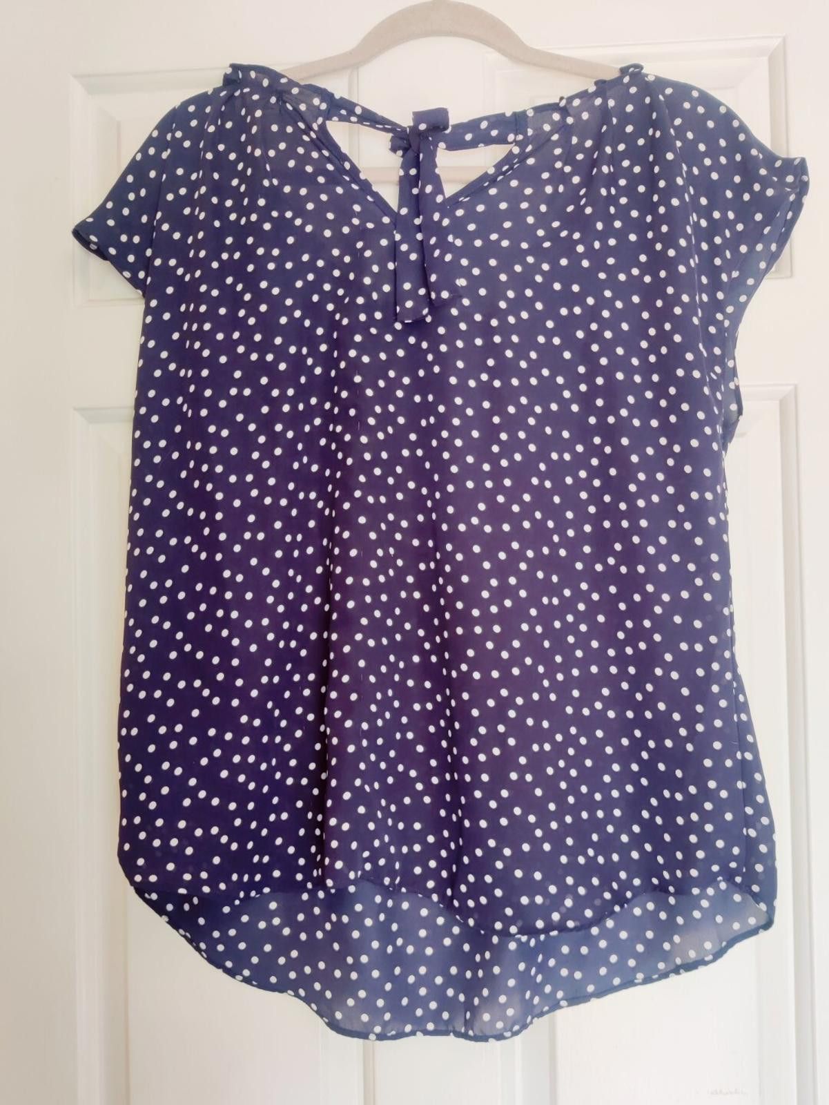 Other LC Lauren Conrad Womens Top Navy Blue White Polka Dot Tie B Size M / US 6-8 / IT 42-44 - 3 Thumbnail