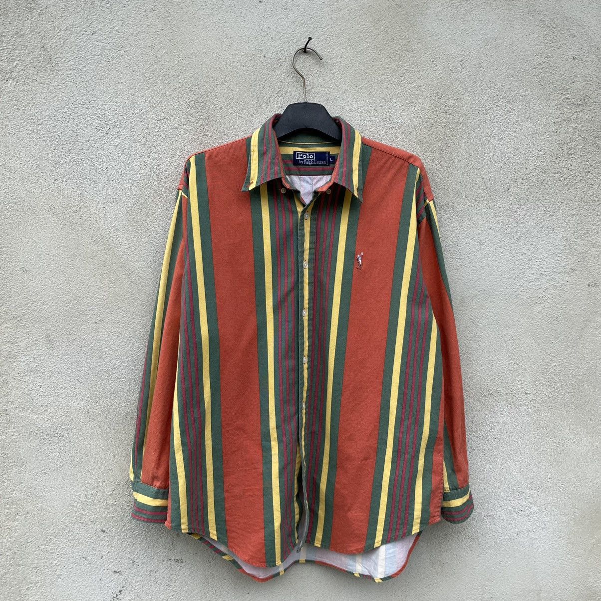 Polo Ralph Lauren × Vintage 90’s Colour Block Polo Ralph Lauren Shirt 🍒 Size US L / EU 52-54 / 3 - 1 Thumbnail