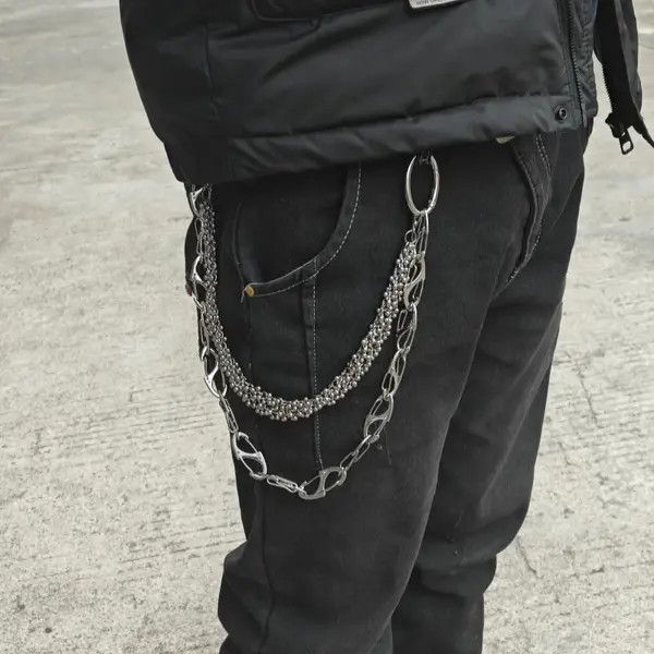 Japanese Brand x Asa Heavy-Duty Cuban Link Hip-Hop Pants Chain Silver Size ONE SIZE - 2 Thumbnail
