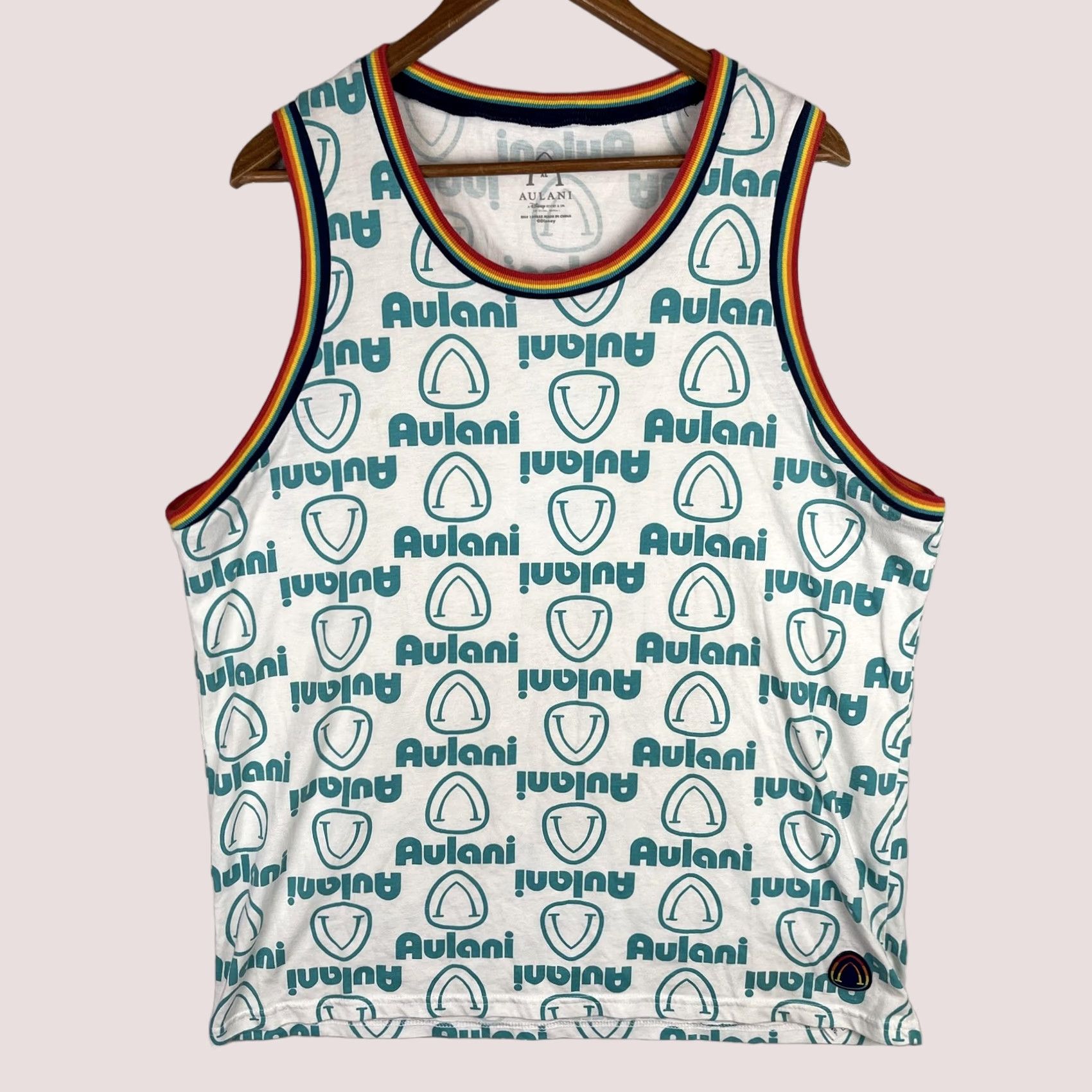 Disney VINTAGE Aulani Disney Shirt Mens XL White Tank Top Rainbow Trim Resort Size US XL / EU 56 / 4 - 1 Thumbnail