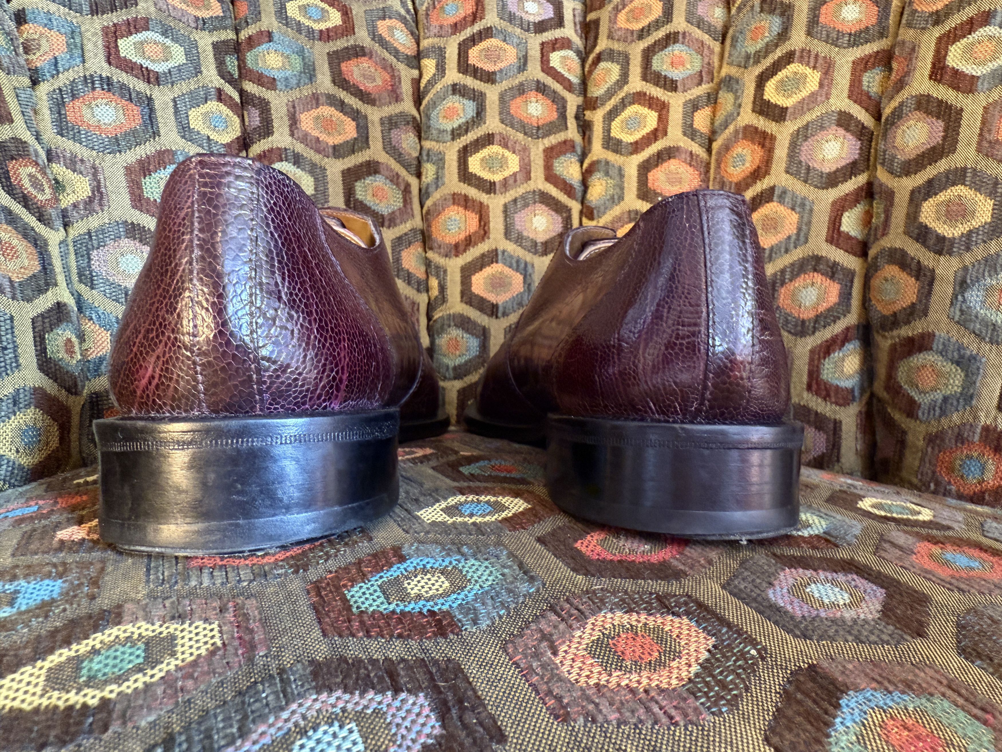 David Eden SALOMON ostrich leg cap-toe oxfords in wine +box, bag, trees Size US 9.5 / EU 42-43 - 4 Thumbnail