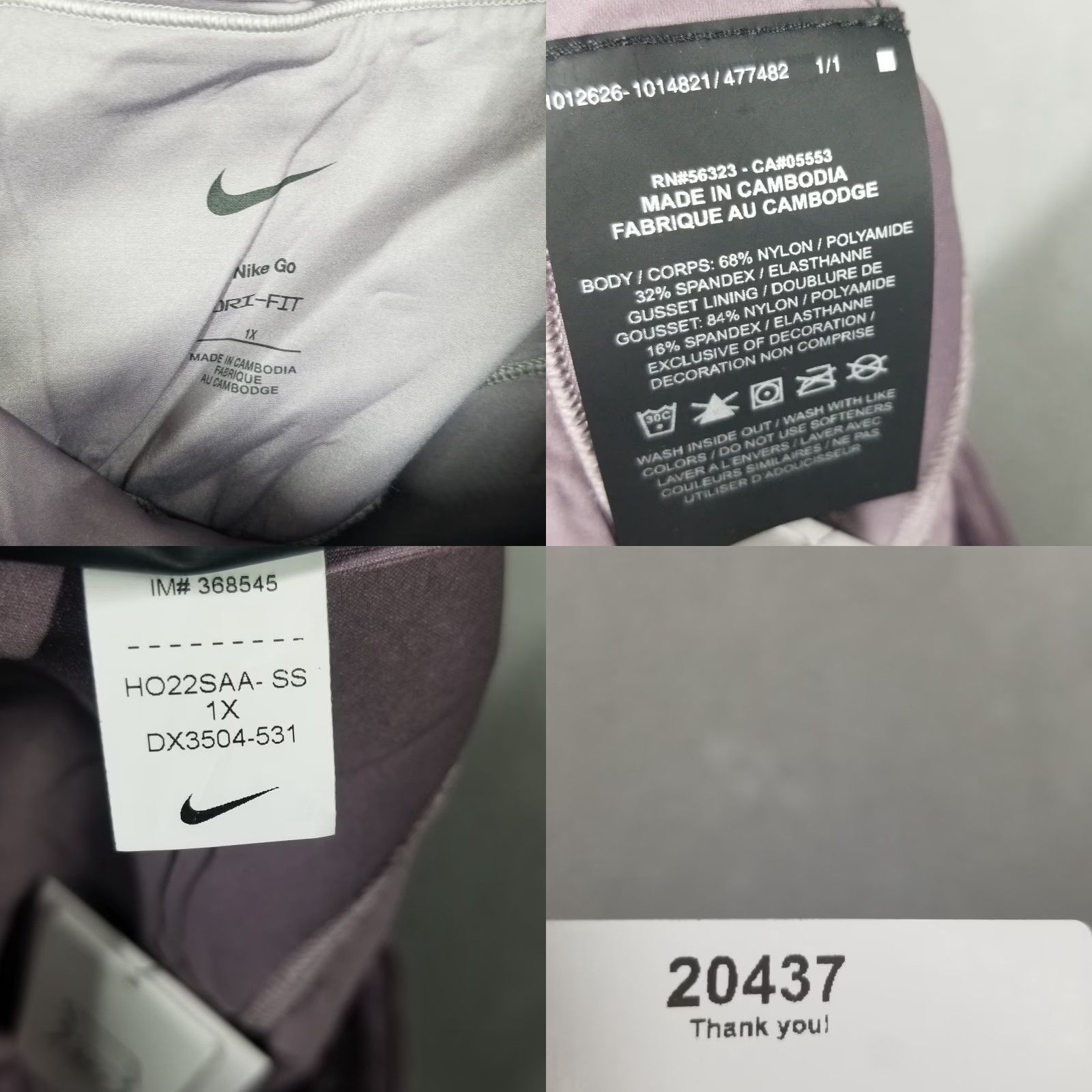 Nike Nike Plus Leggings Women Athletic Skinny High-Waisted Purple Smoke Nike Go Activewear Size 1X Size 40" / US 18 - 8 Thumbnail